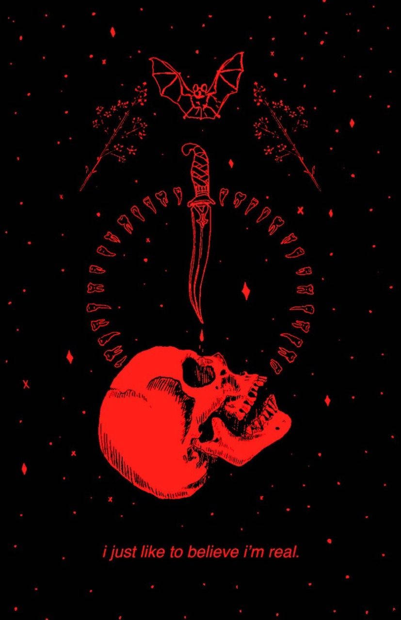 Red Skull Trippy Aesthetic Background