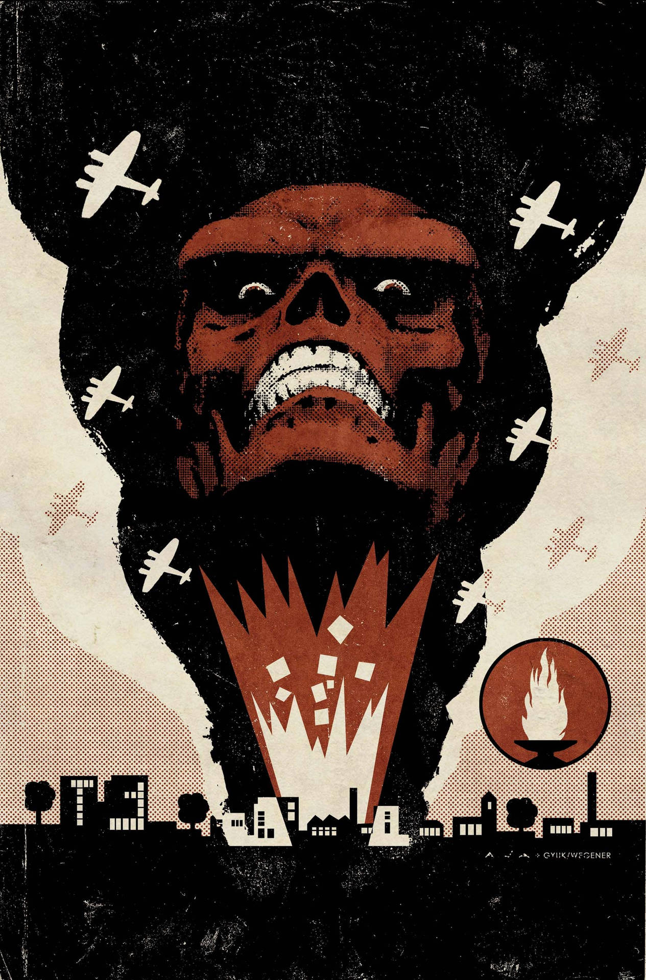 Red Skull Vintage Comics Background