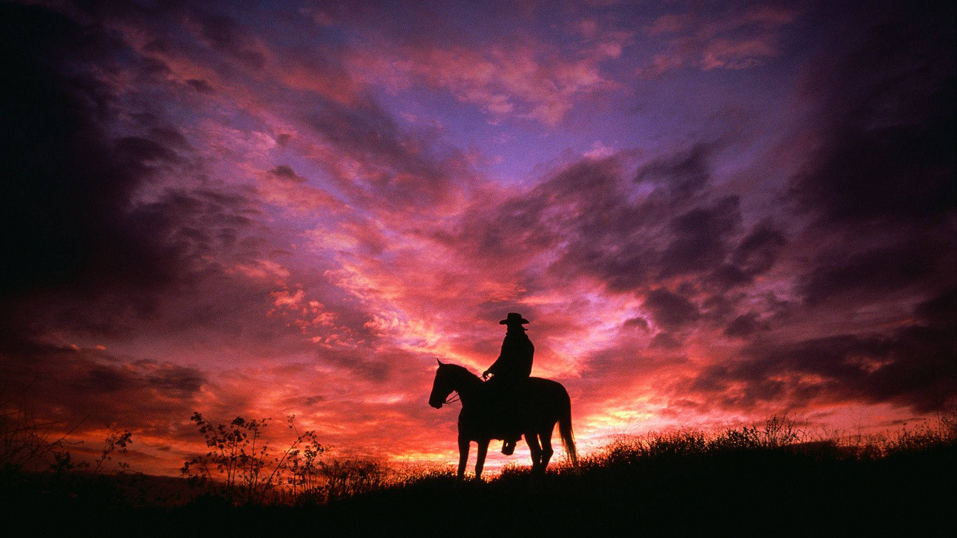 Red Sky Cowgirl Background
