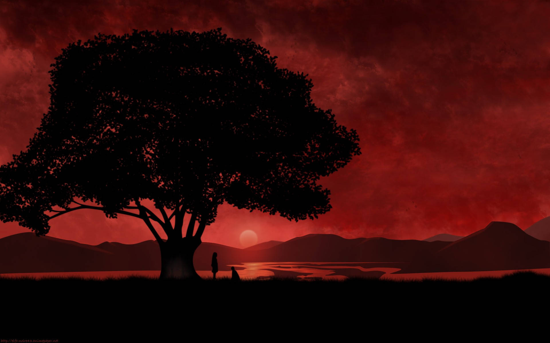 Red Sky Romantic Love Background