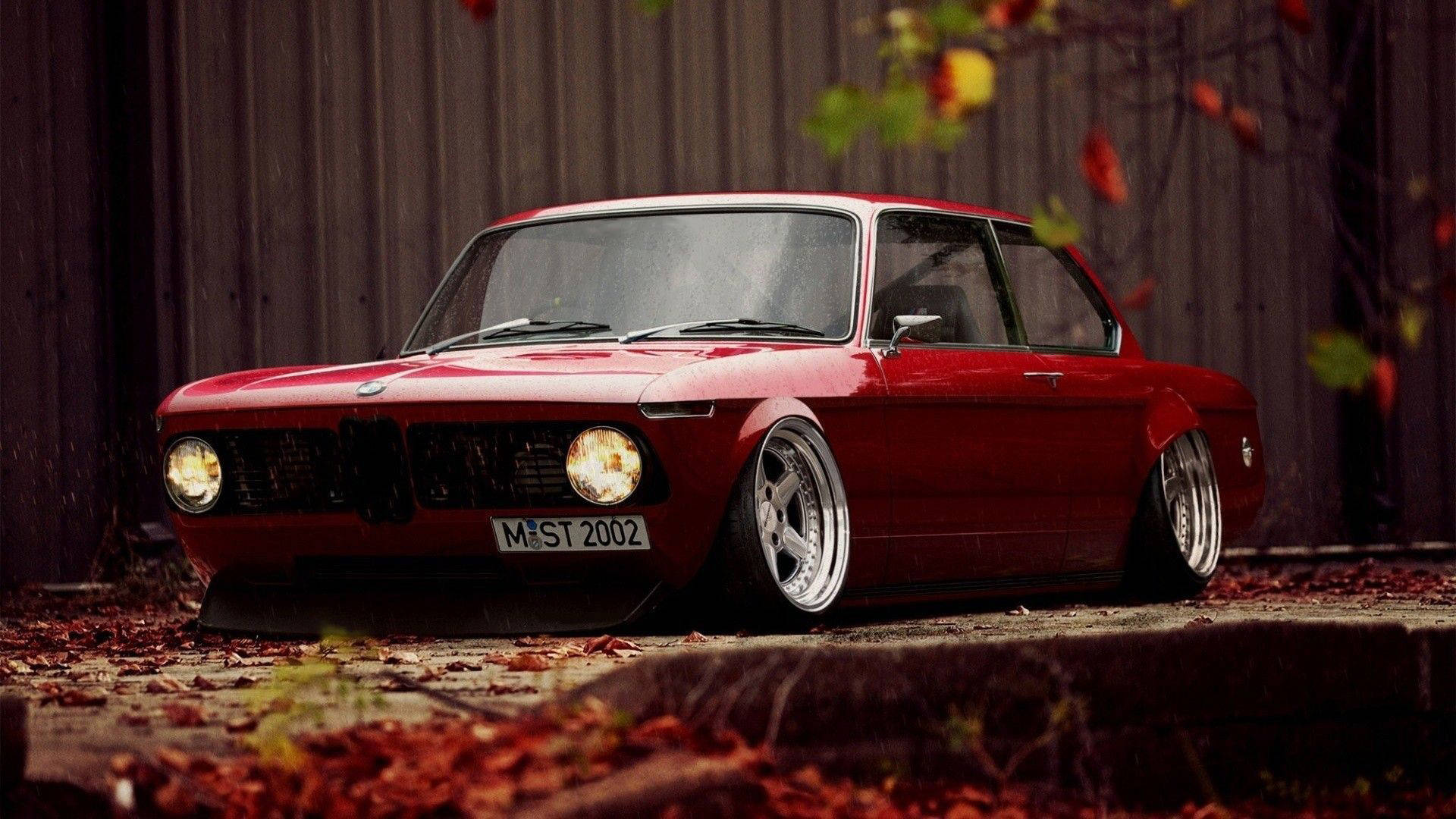 Red Slammed Classic Bmw Background