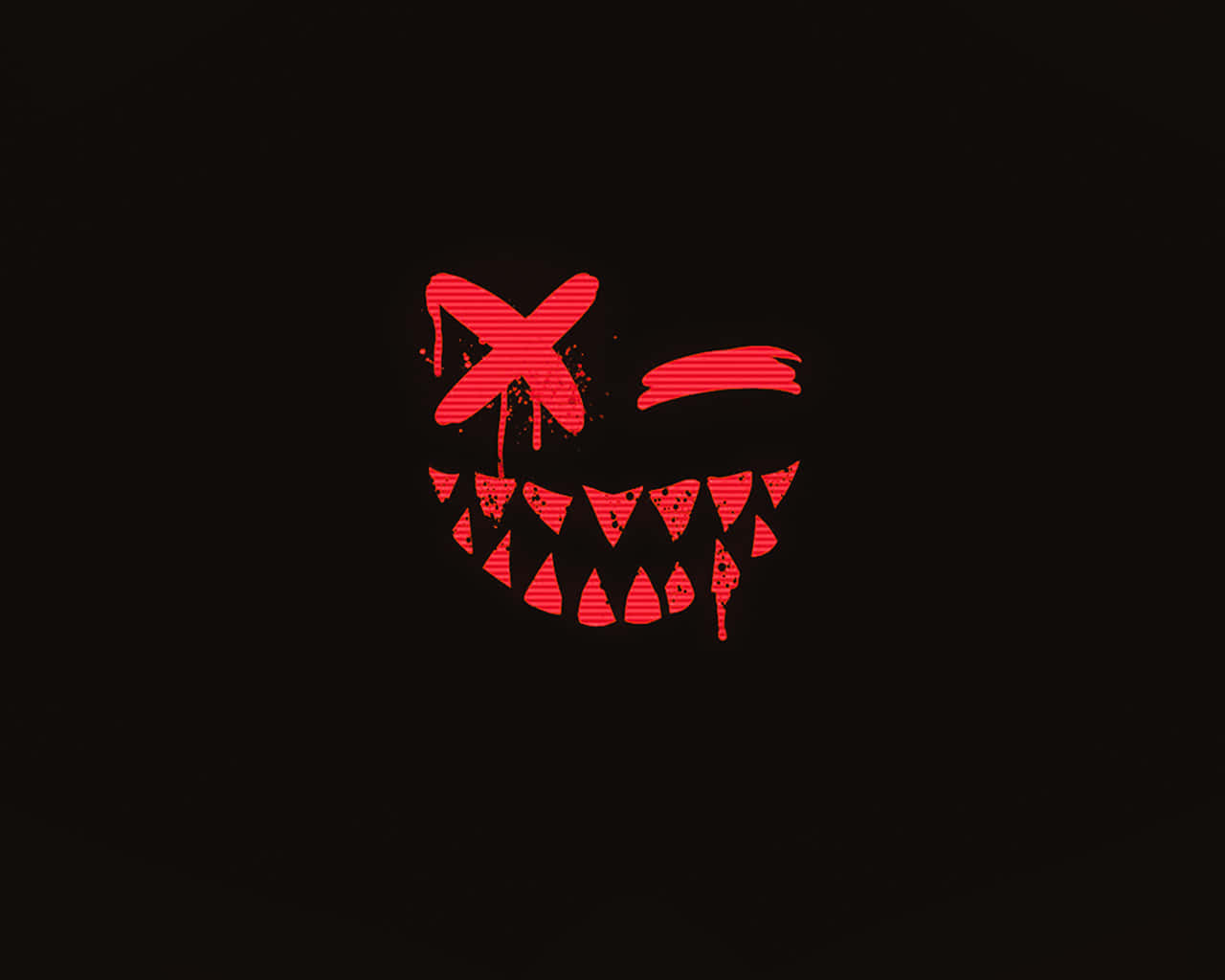 Red Smile In Black Background