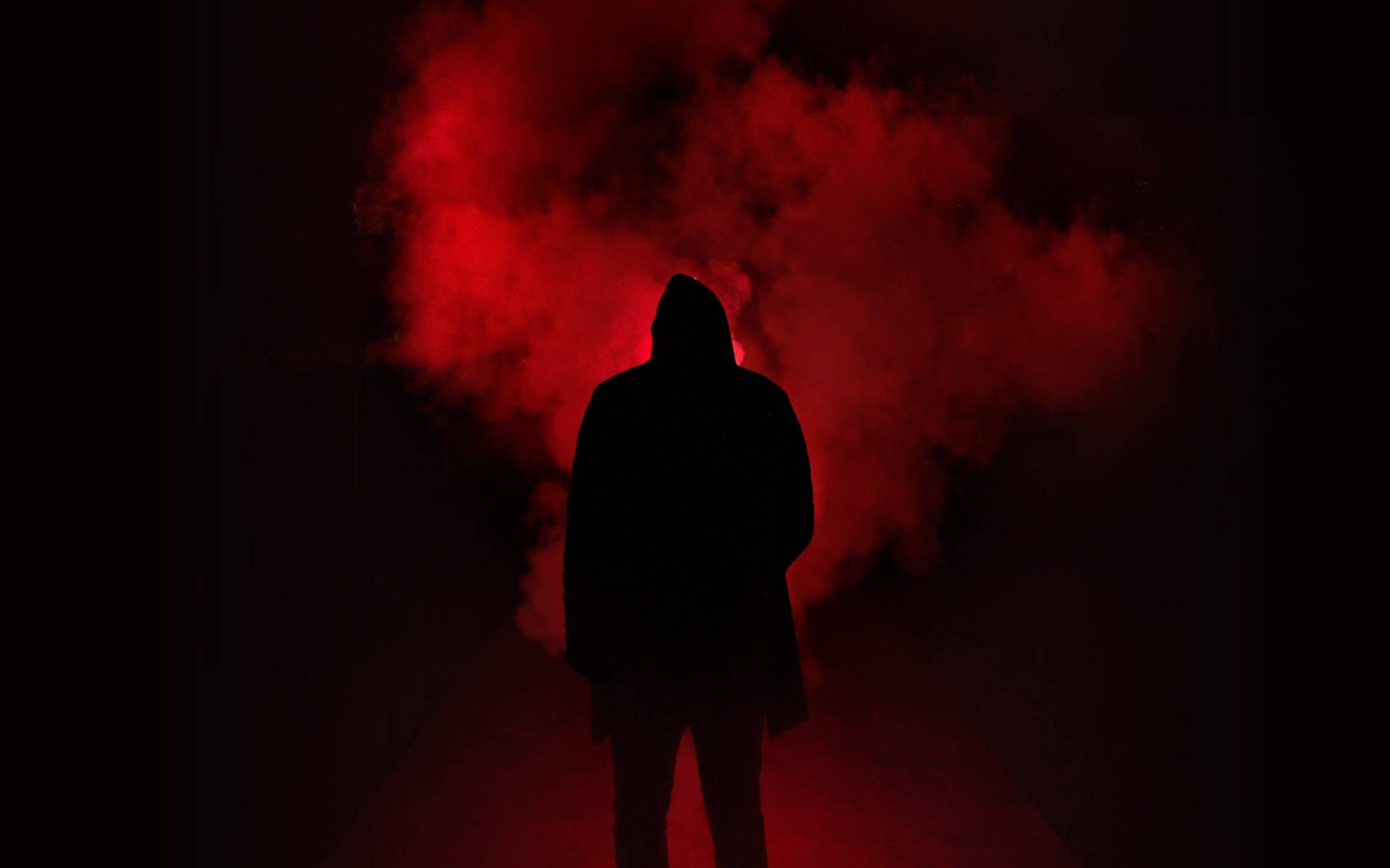 Red Smoke And Silhouette Background