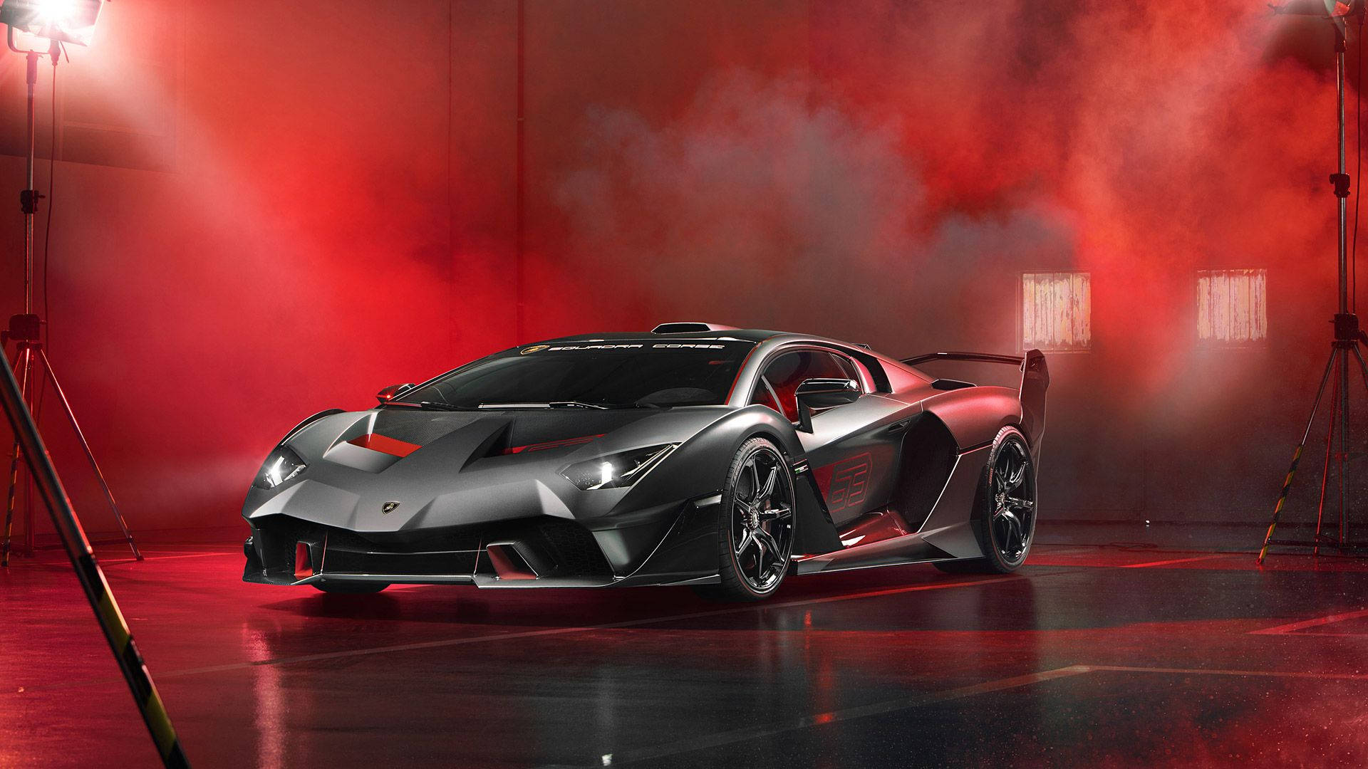 Red Smoke Black Lamborghini Background