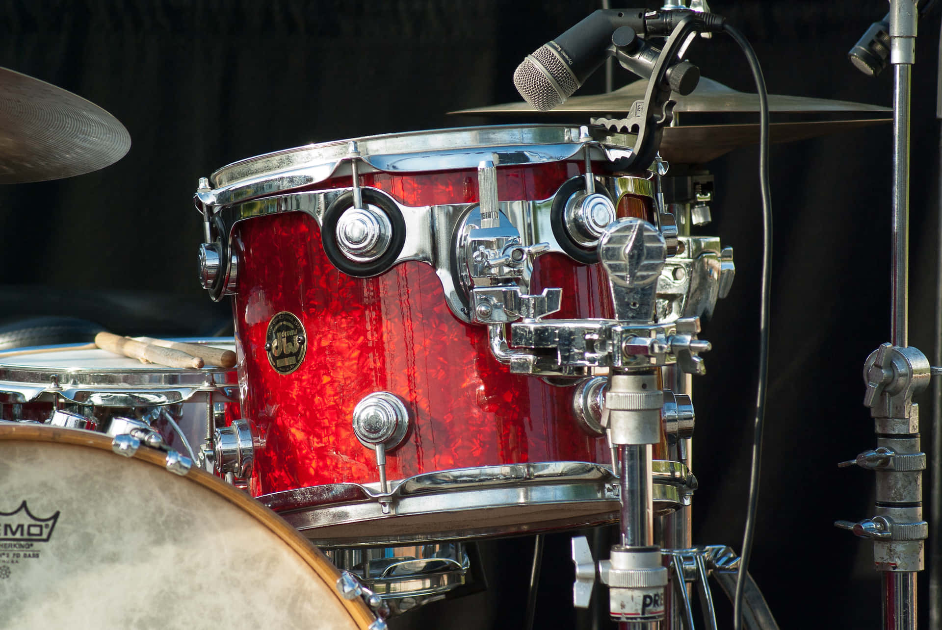 Red Snare Drum Stage Setup Background