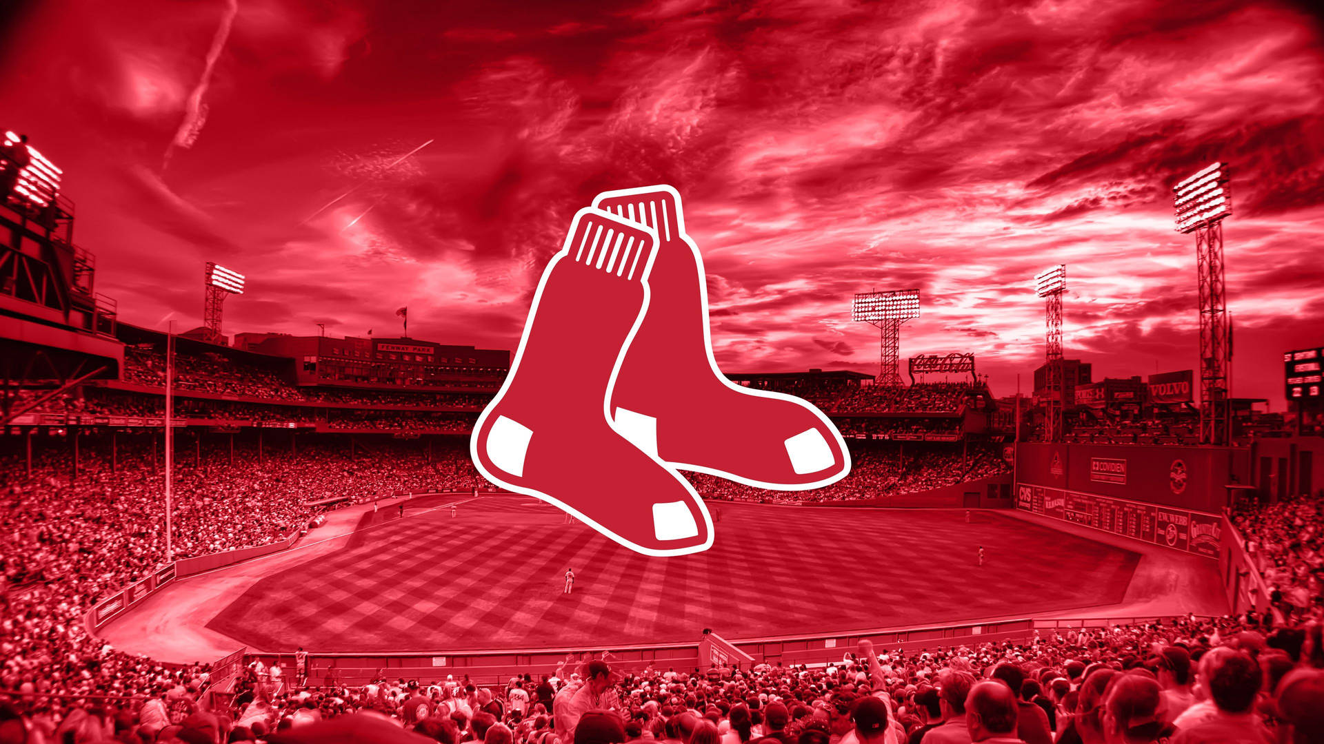Red Sox Over A Red Field Background
