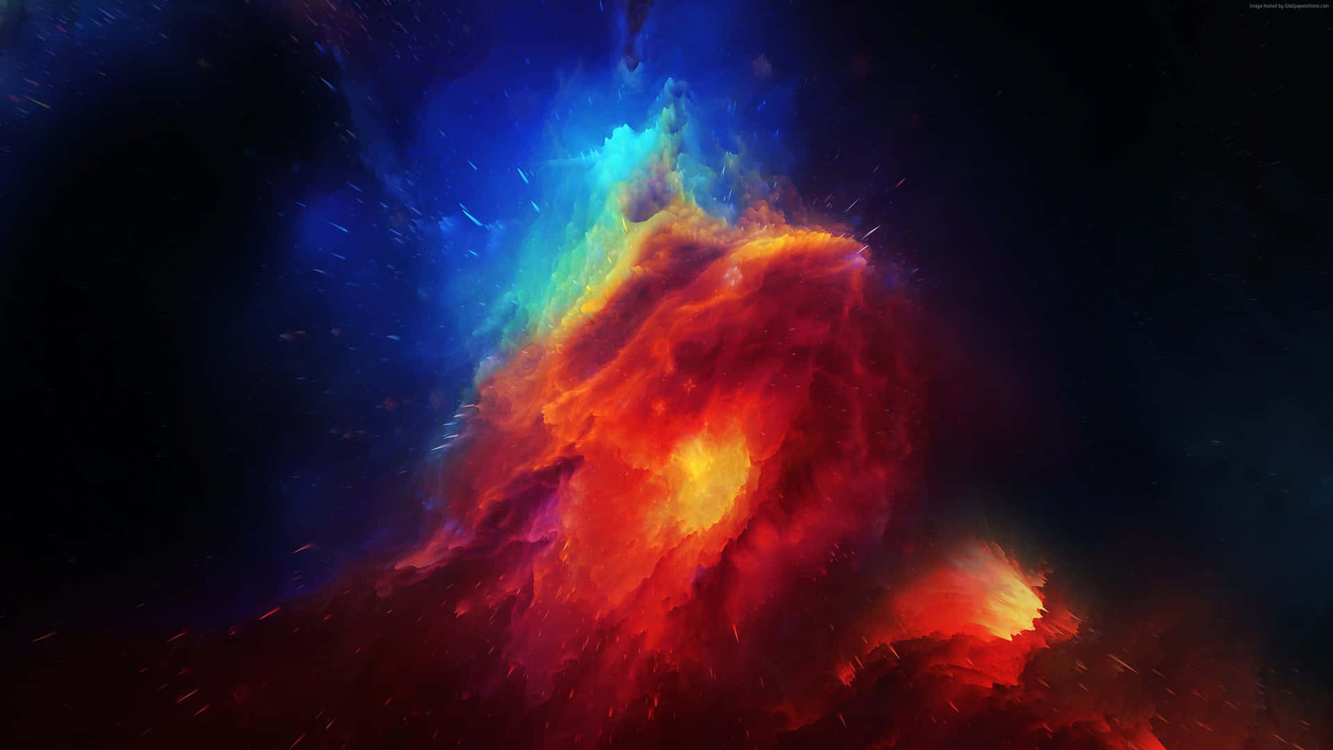 Red Space Explosion Blue Smoke Background