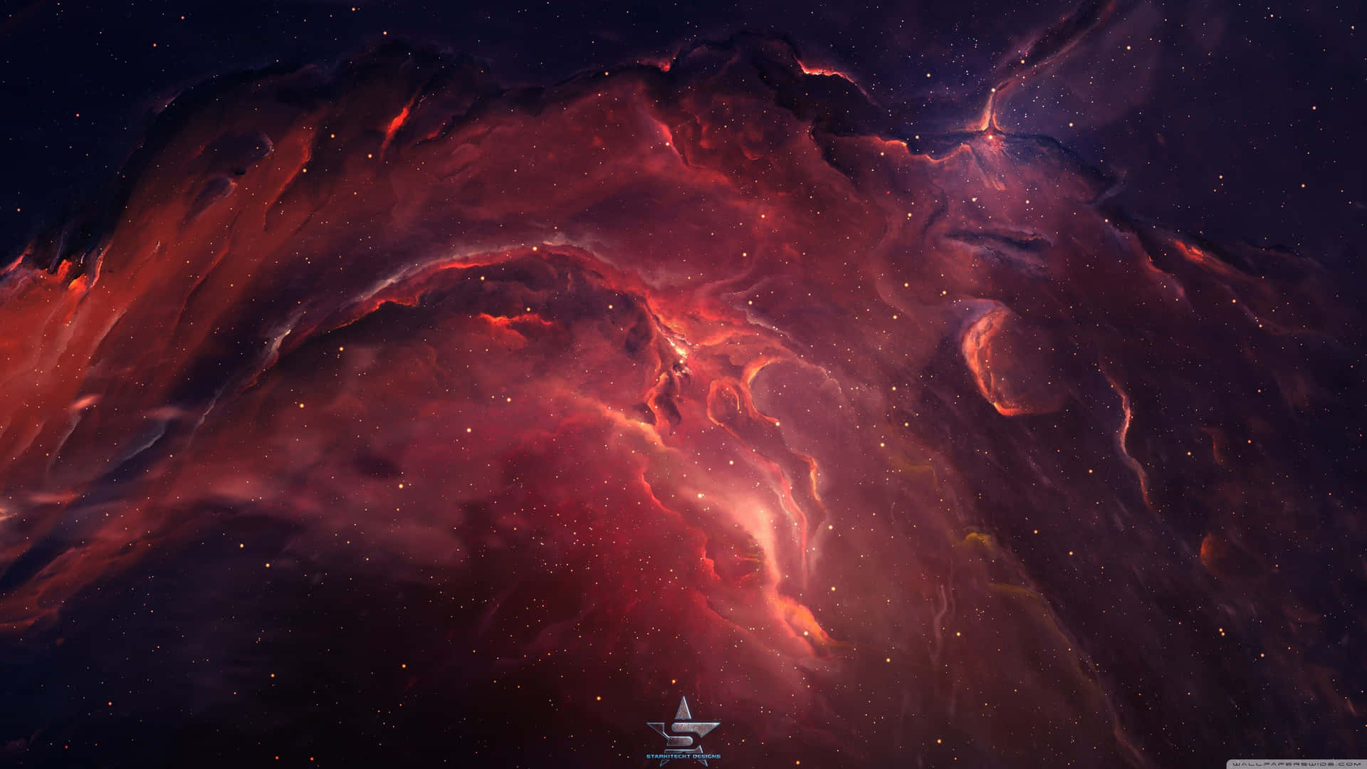 Red Space Wave Like Cloud Background