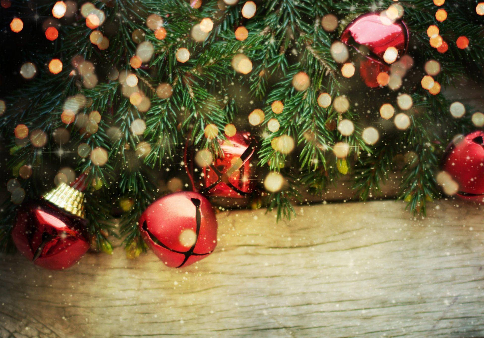 Red Sparkles Christmas Bells Background