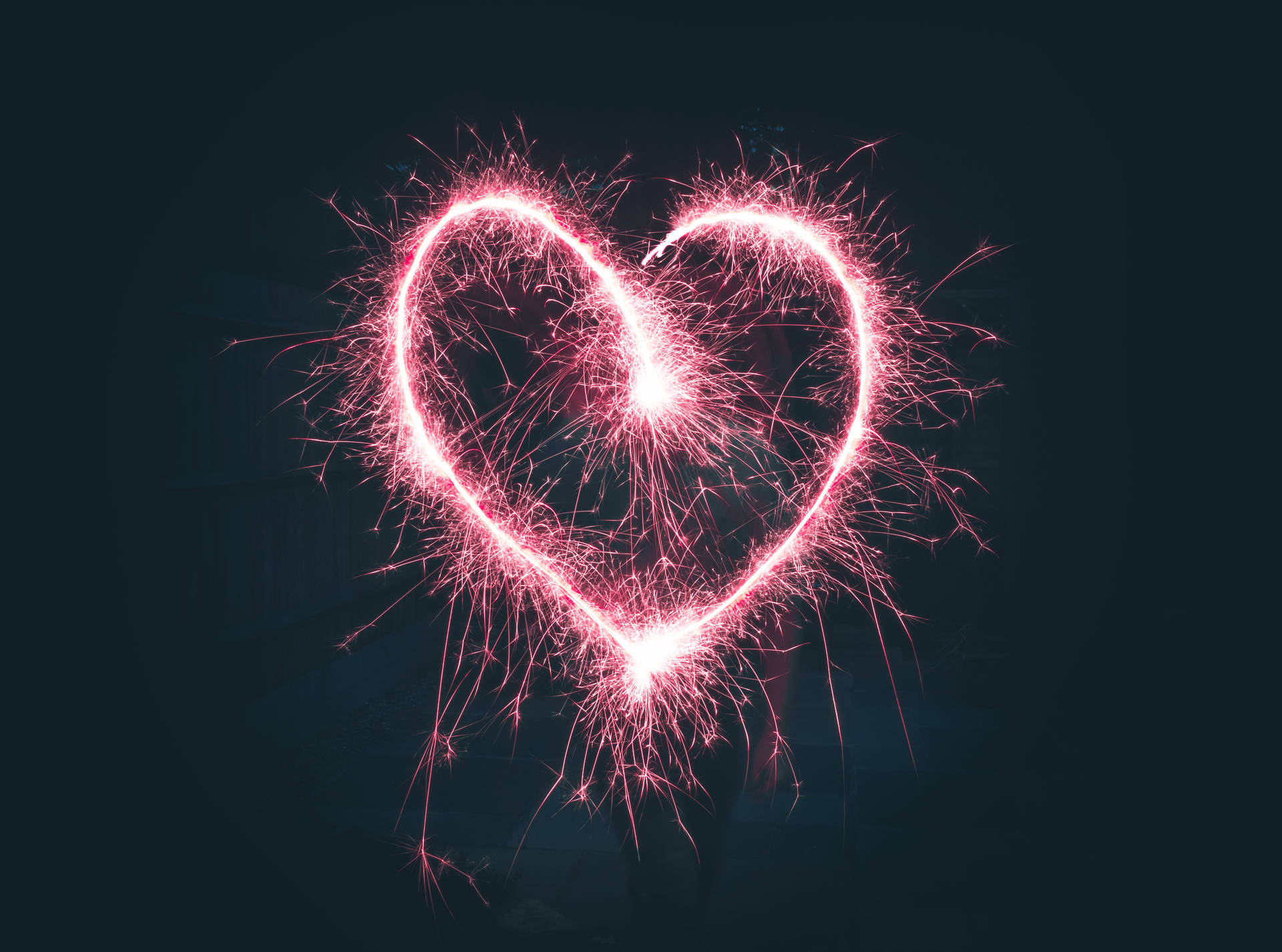 Red Sparks Heart Art Background