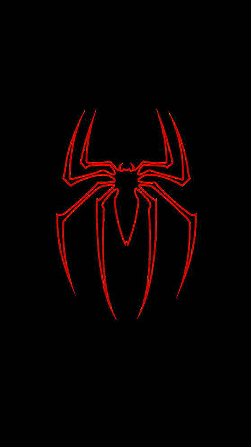 Red Spiderman Emblem In Solid Black