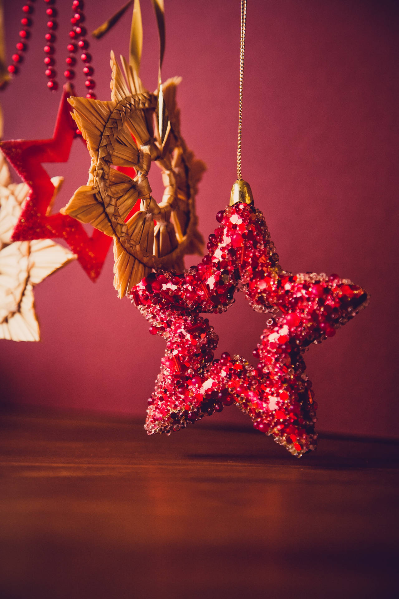 Red Star Christmas Decoration Background