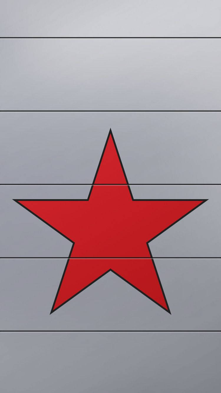 Red Star Embossed On A Silver Metal Plate