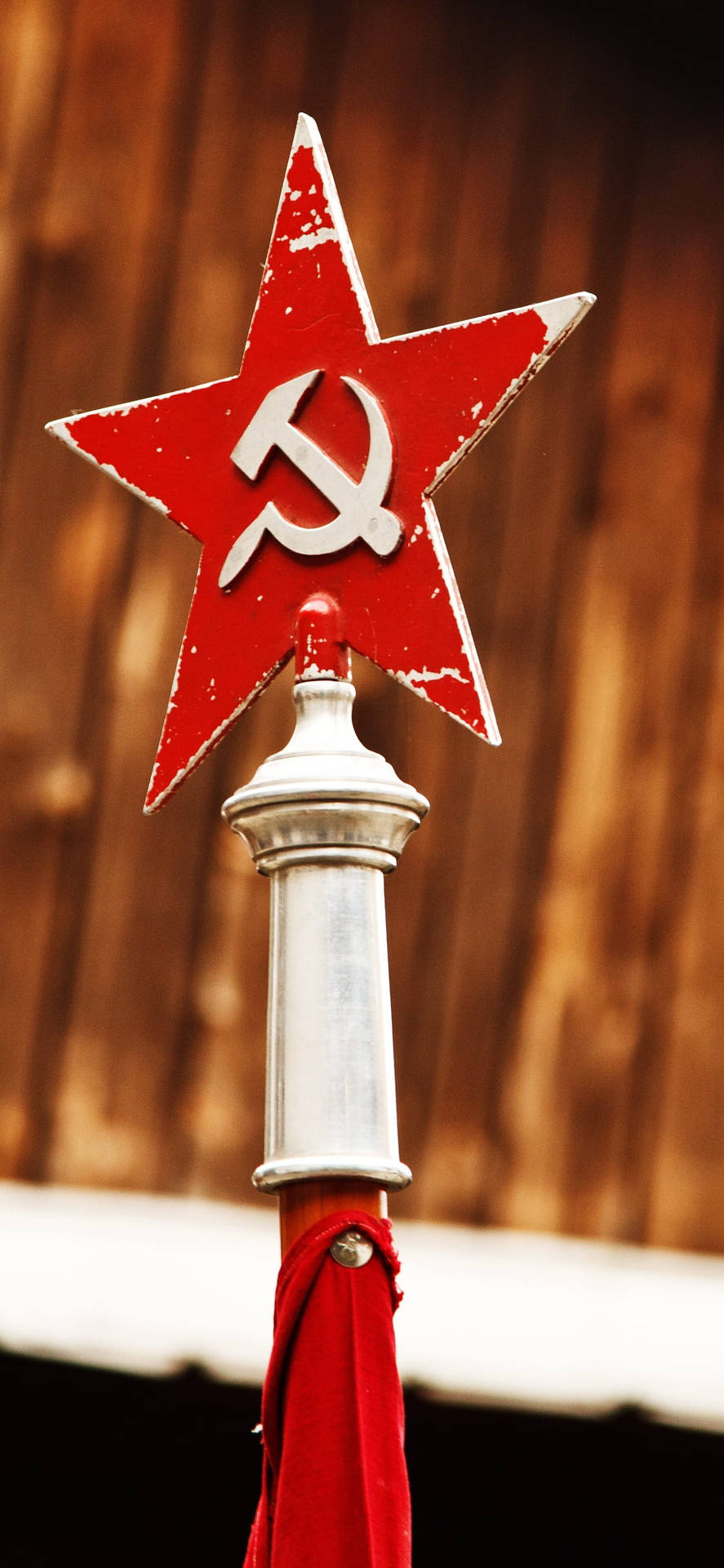 Red Star With Hammer And Sickle Background