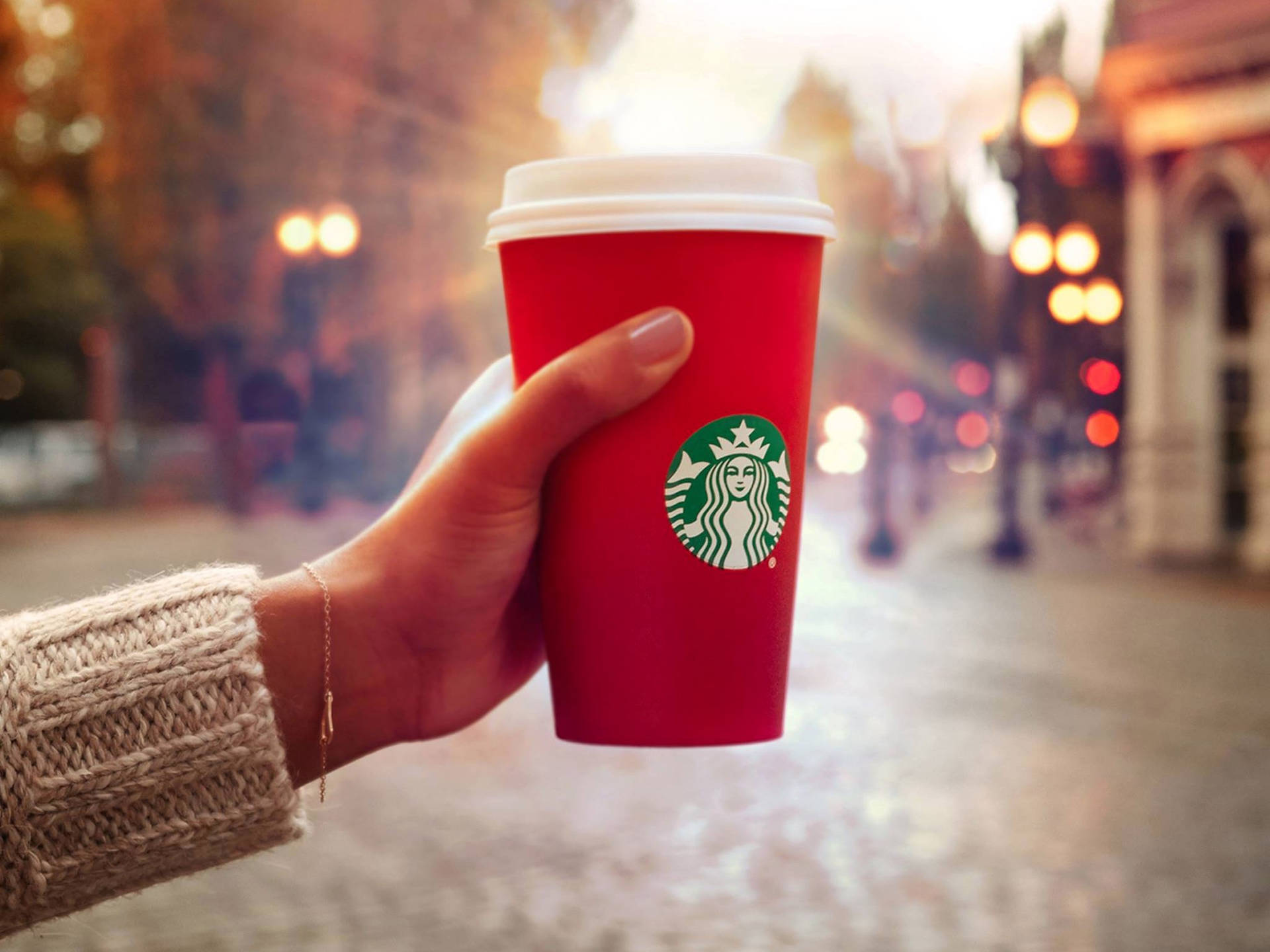 Red Starbucks Cup Background