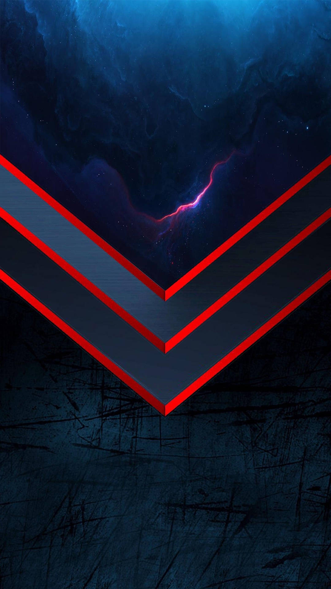 Red Stripes And Galaxy Waves Dark Mode Background