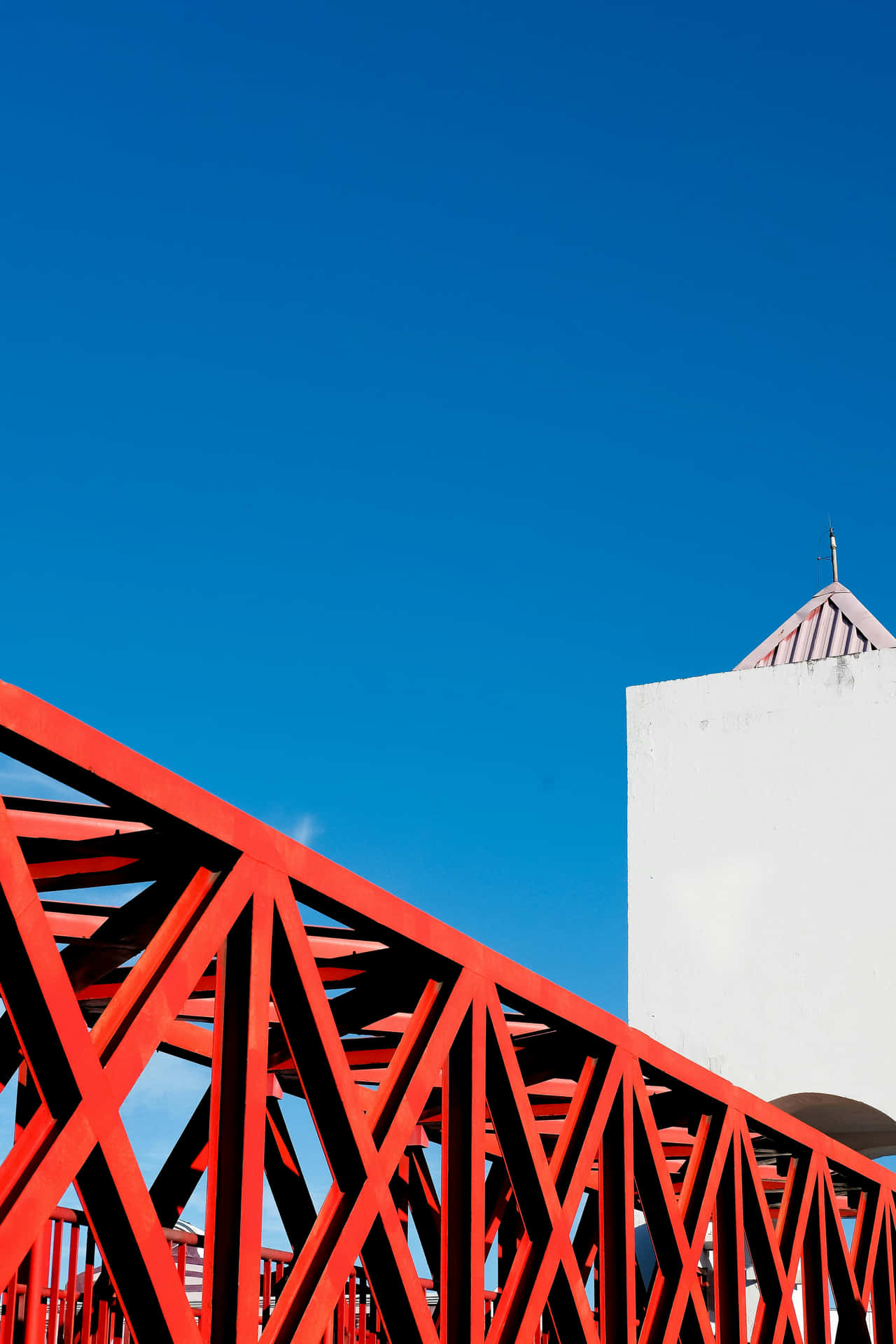 Red Structure Blue Sky Background