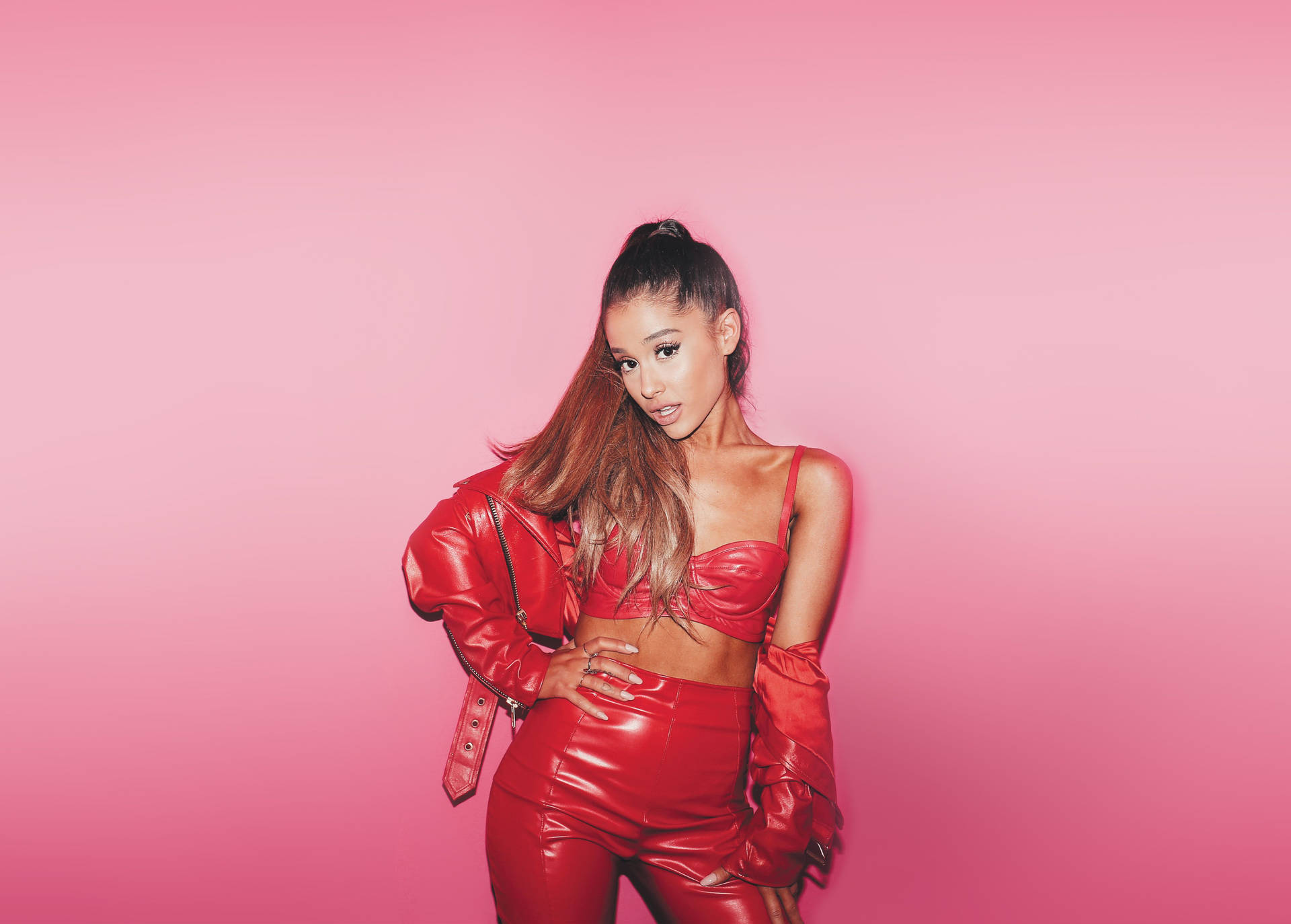 Red Suit Ariana Grande Hd Background
