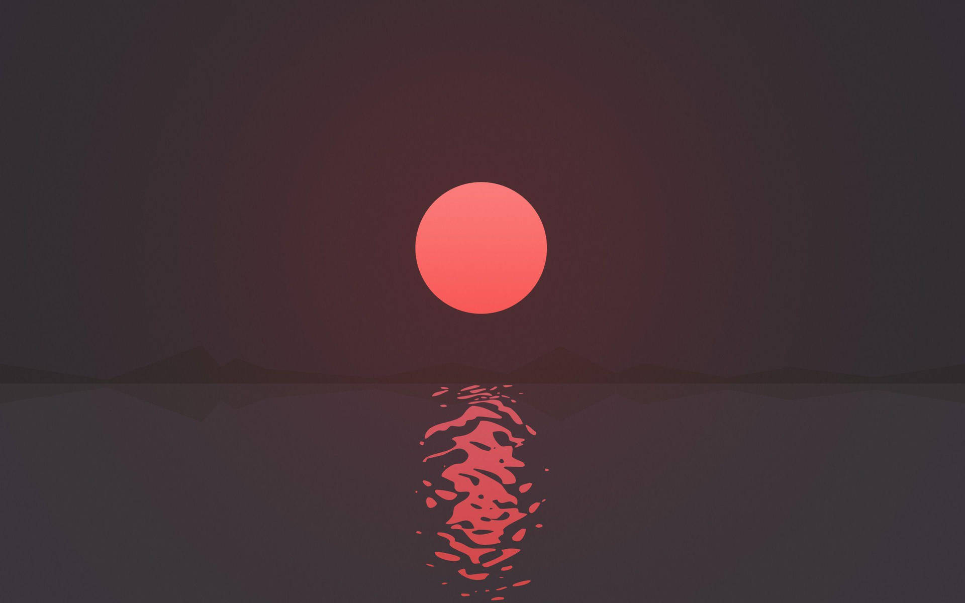 Red Sunset On Rippling Water