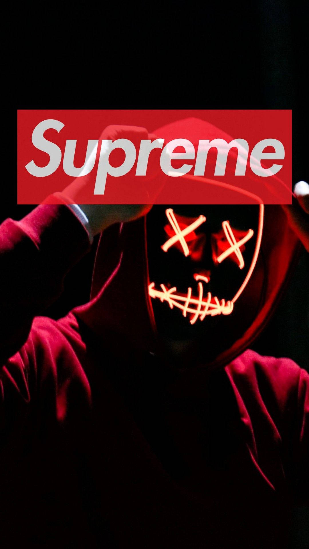 Red Supreme And The Purge Mask Background