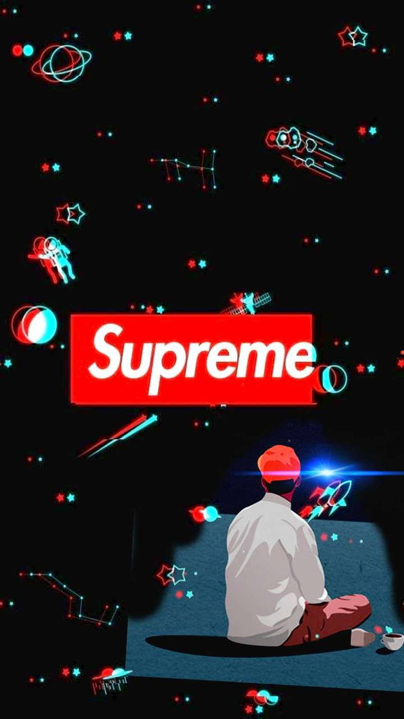 Red Supreme Cool Space Aesthetic Background