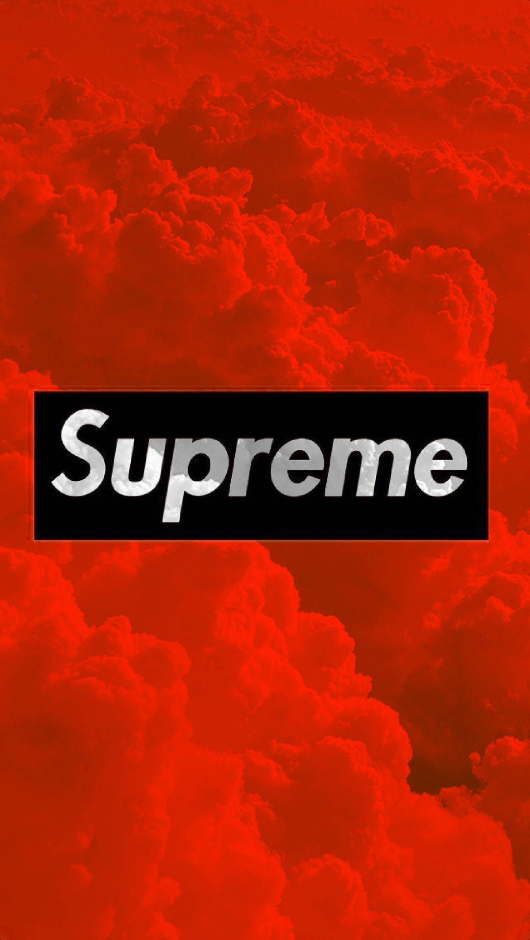 Red Supreme Logo And Clouds Background