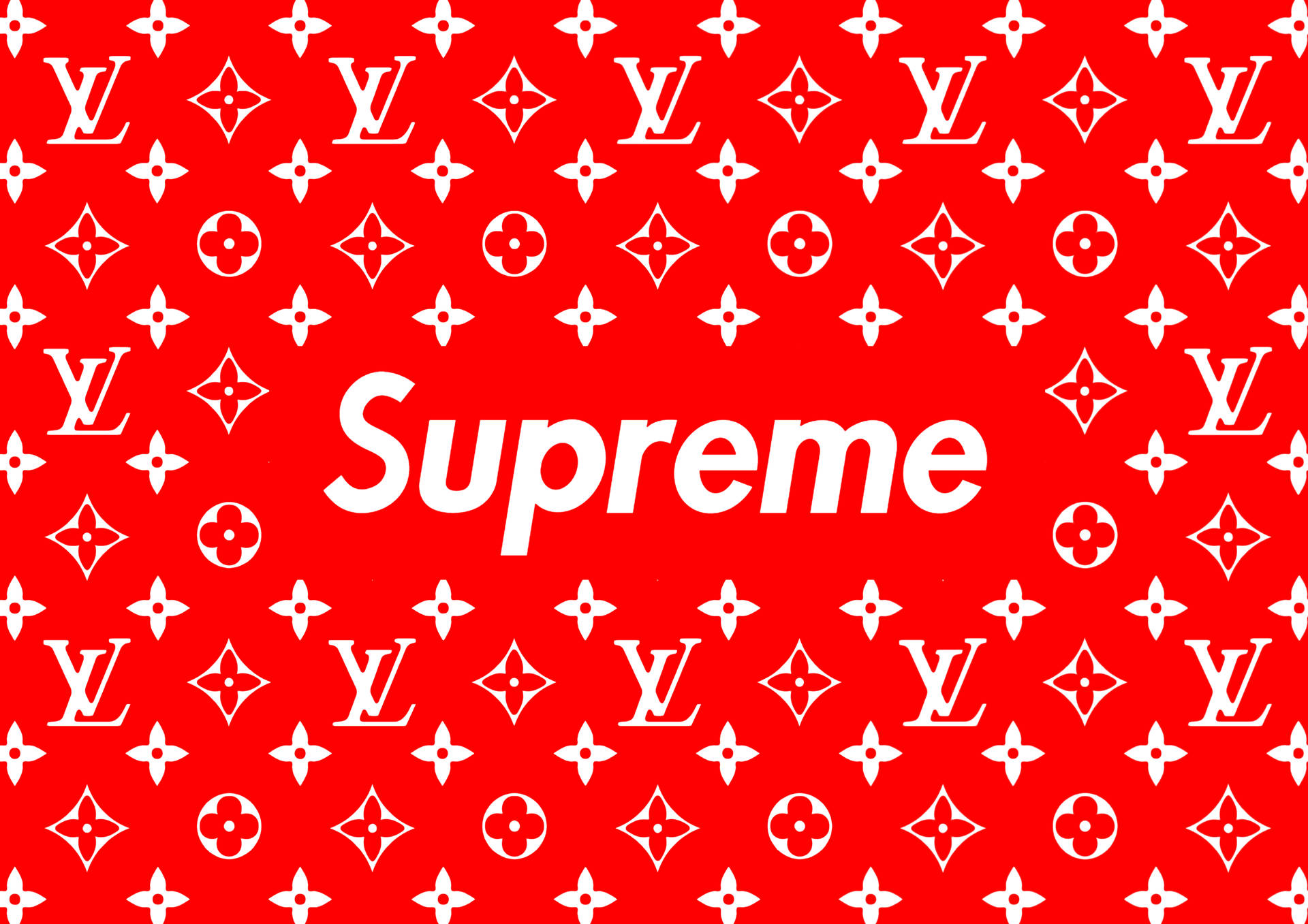 Red Supreme Logo Louis Vuitton Background