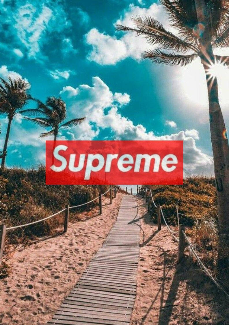 Red Supreme On Beach Pathway Background