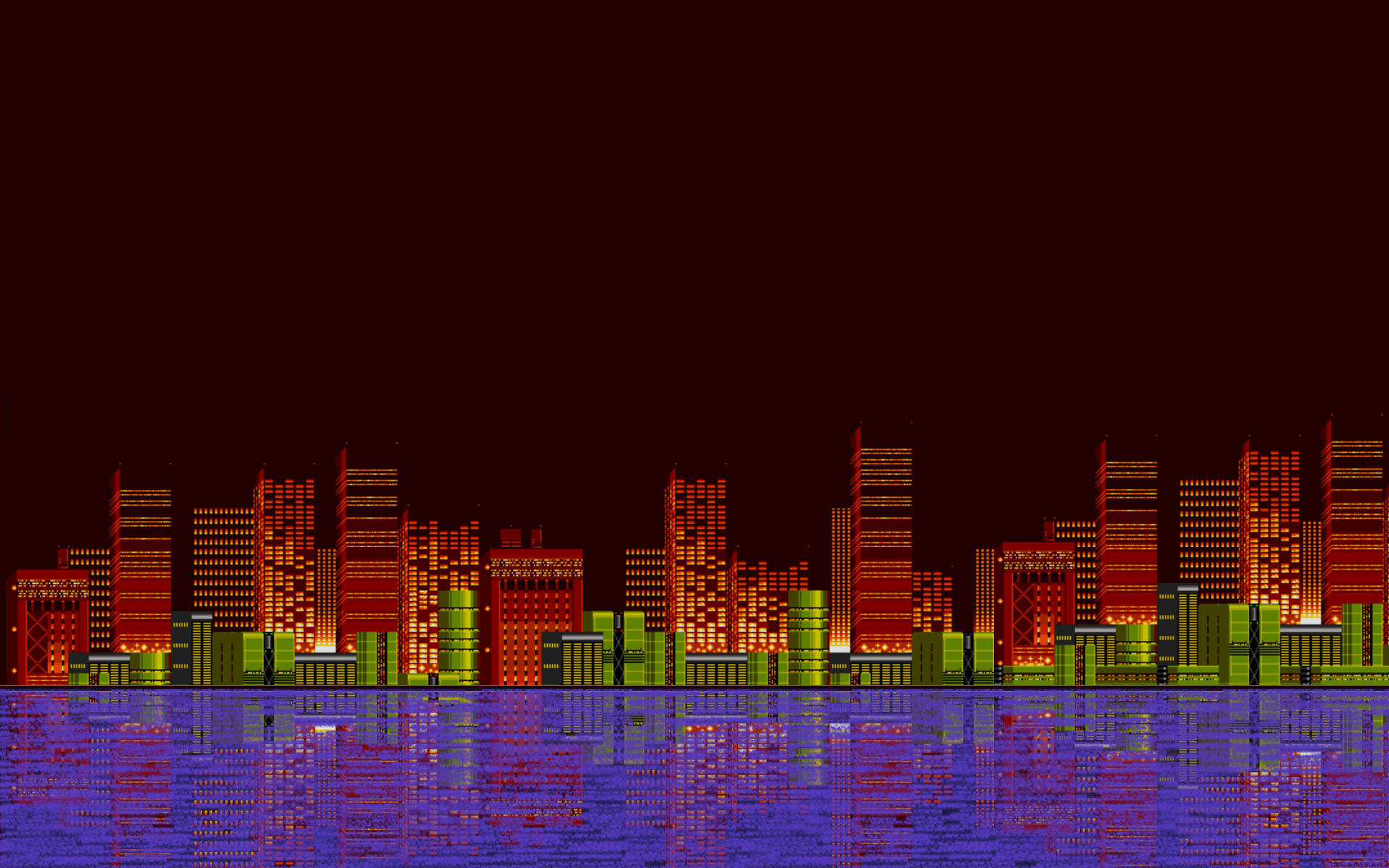 Red Tall Buildings 8 Bit Background