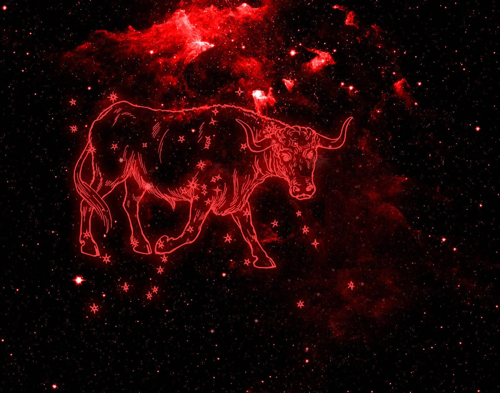 Red Taurus Zodiac Background