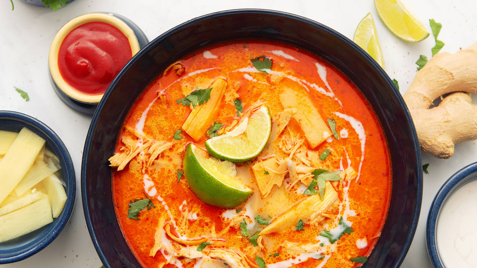 Red Thai Curry Chicken Soup Background