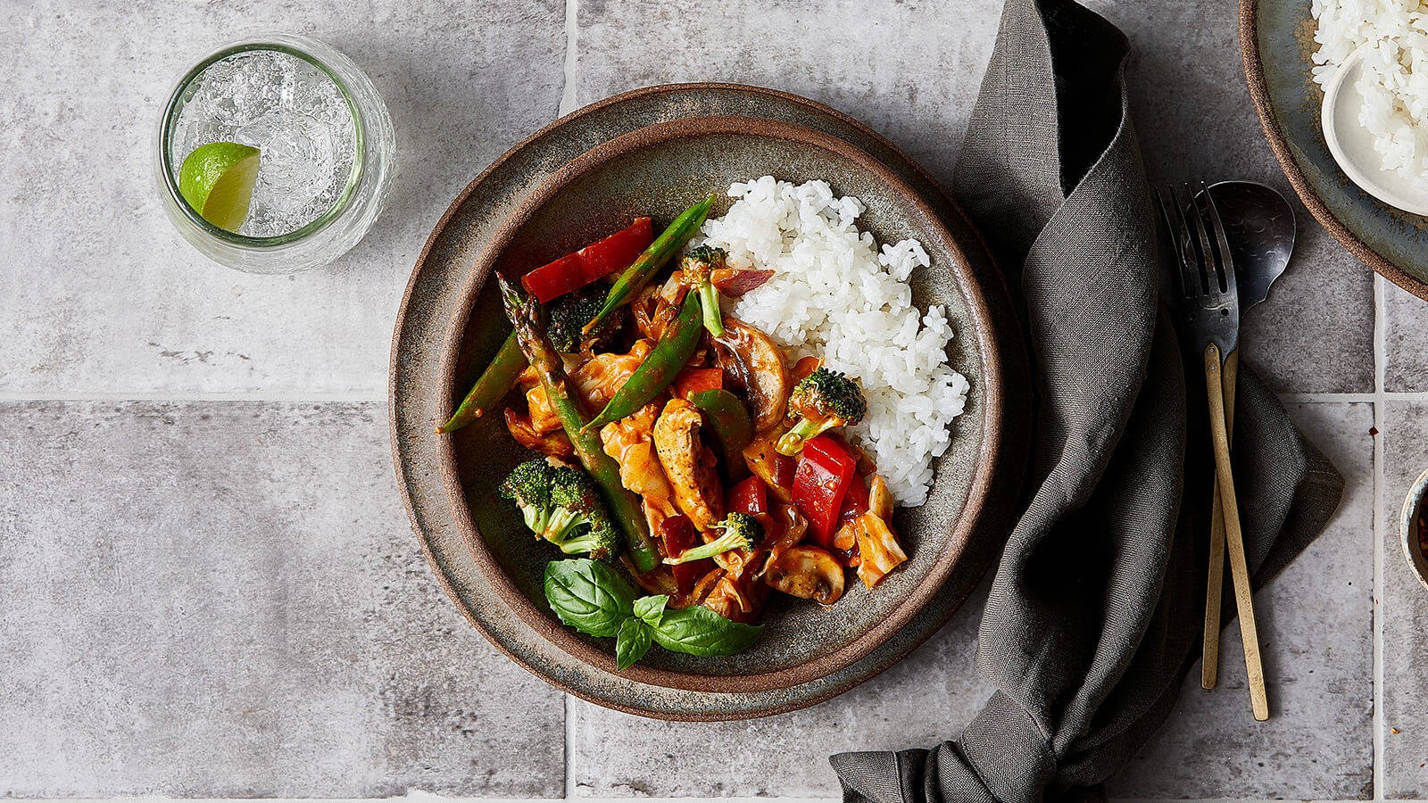 Red Thai Curry Chicken Stir Fry Background