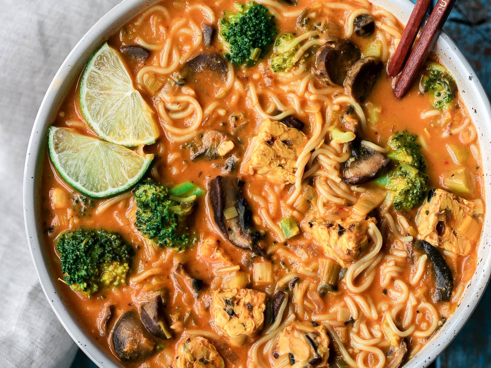 Red Thai Curry Noodle Soup Background