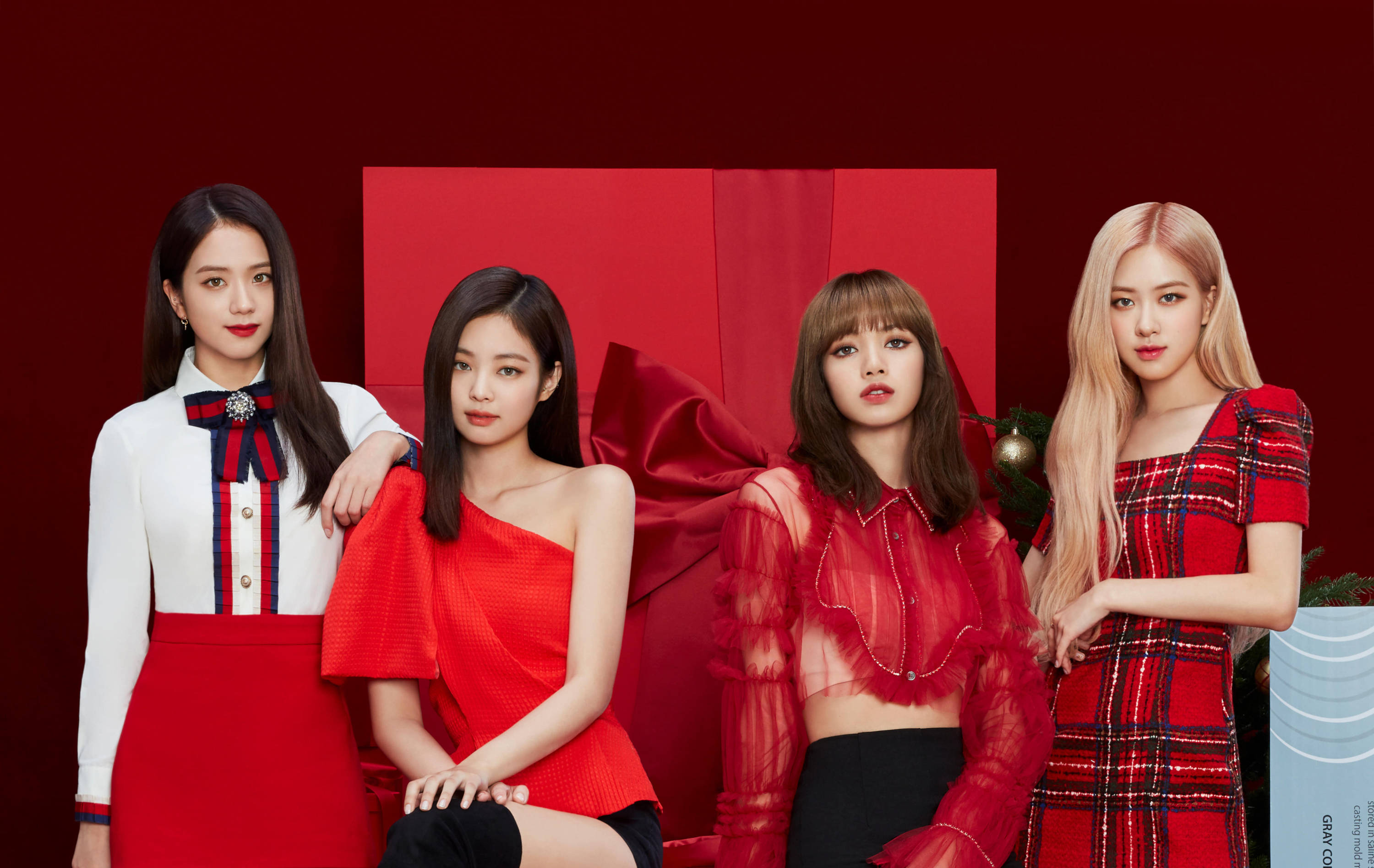 Red-themed Outfit Blackpink Desktop Background