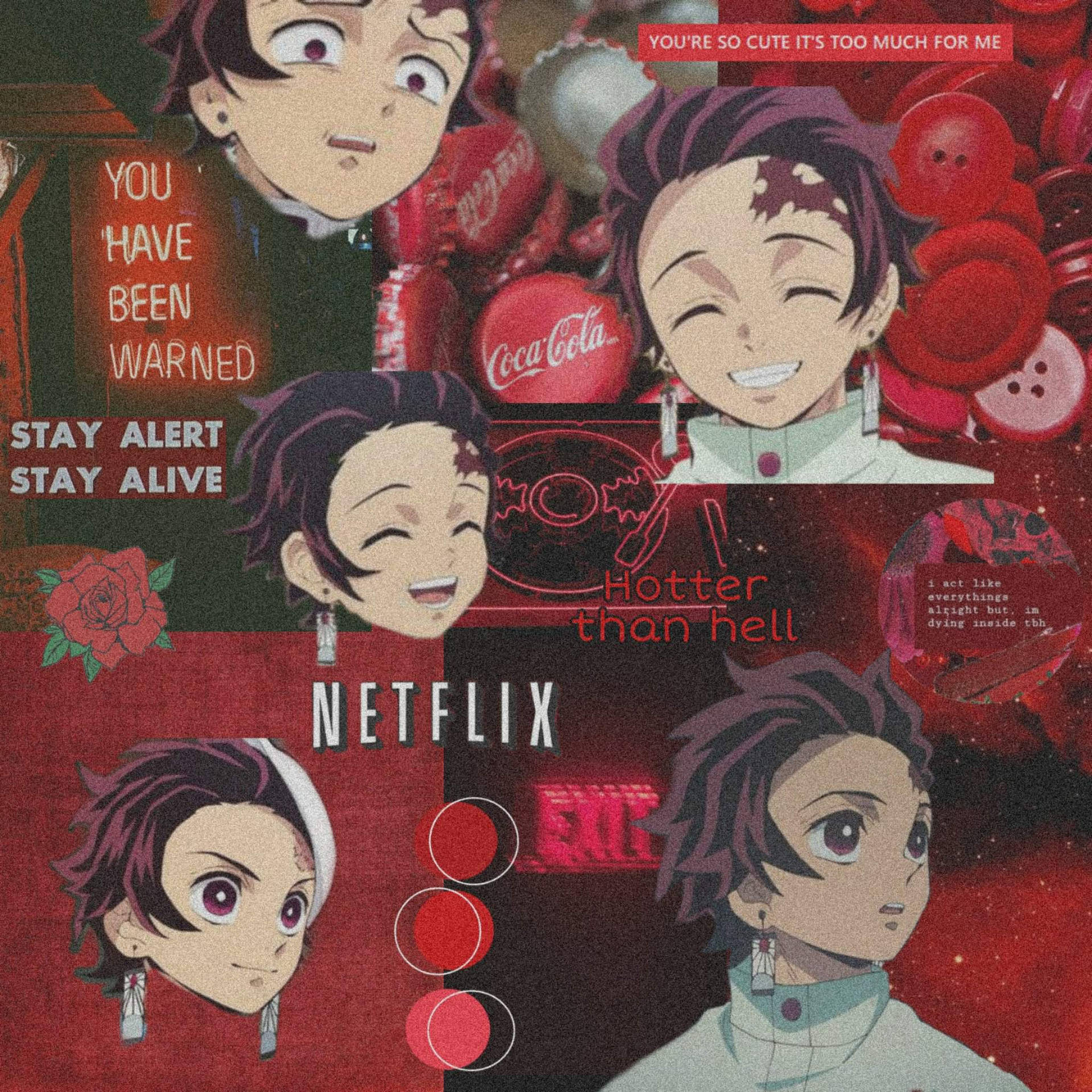 Red Themed Tanjiro Aesthetic Background