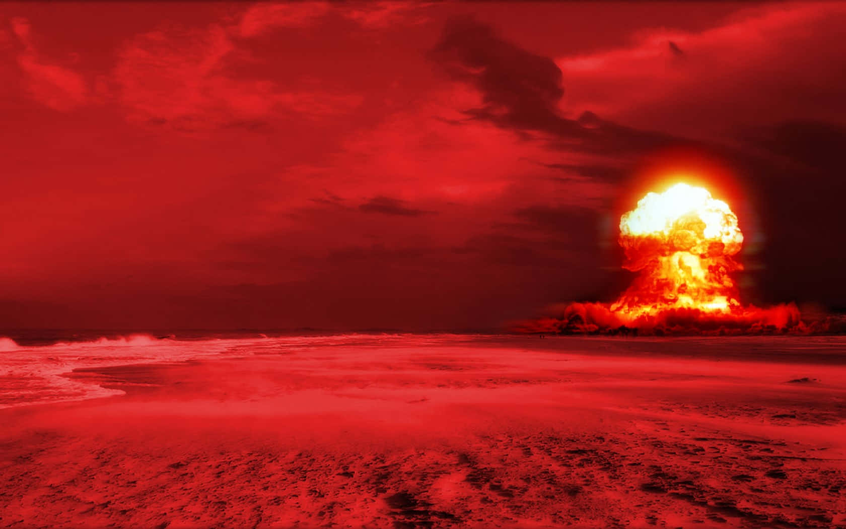 Red Tinted Nuclear Explosion Background