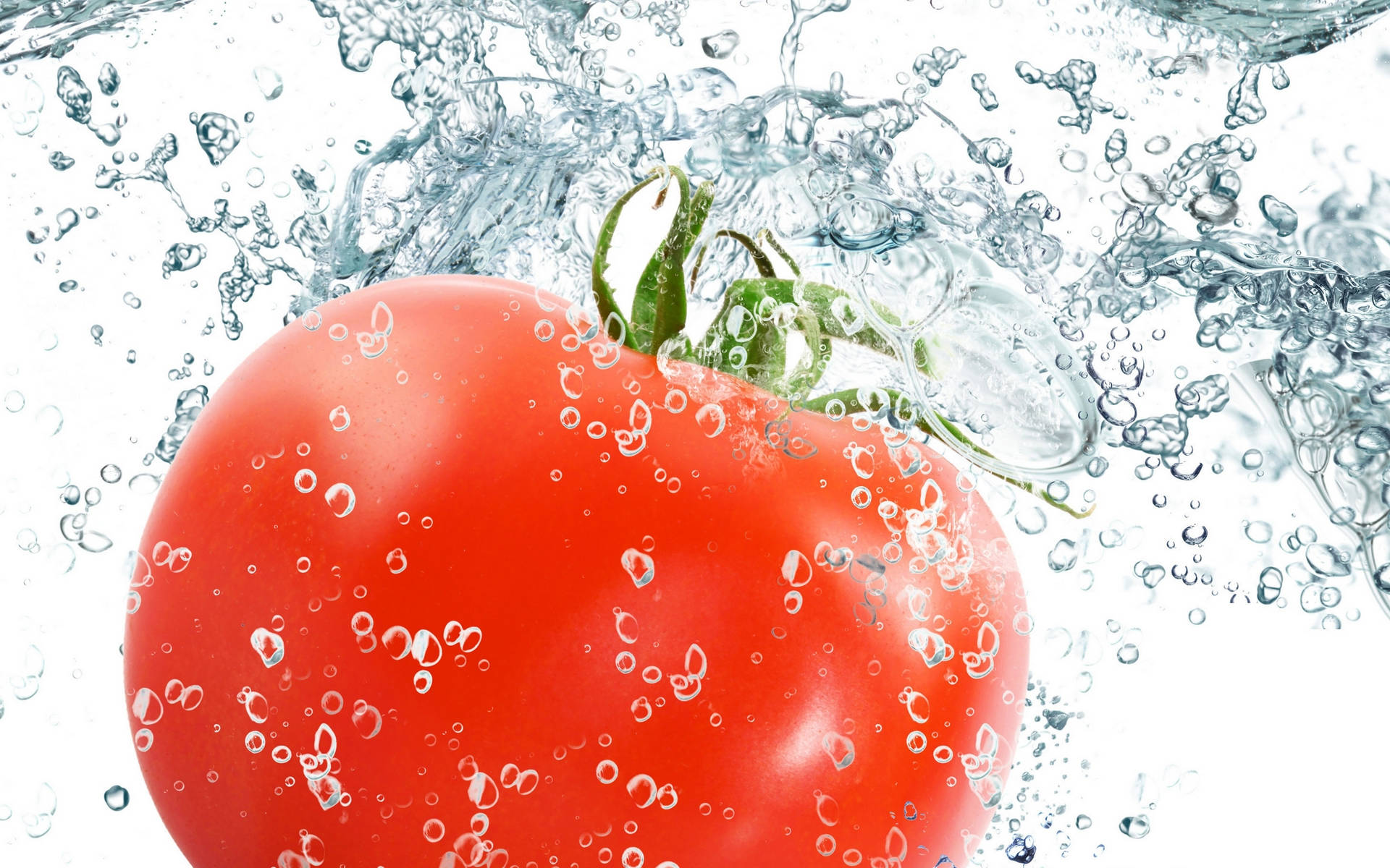 Red Tomato Fruit In A Splashing Action Background