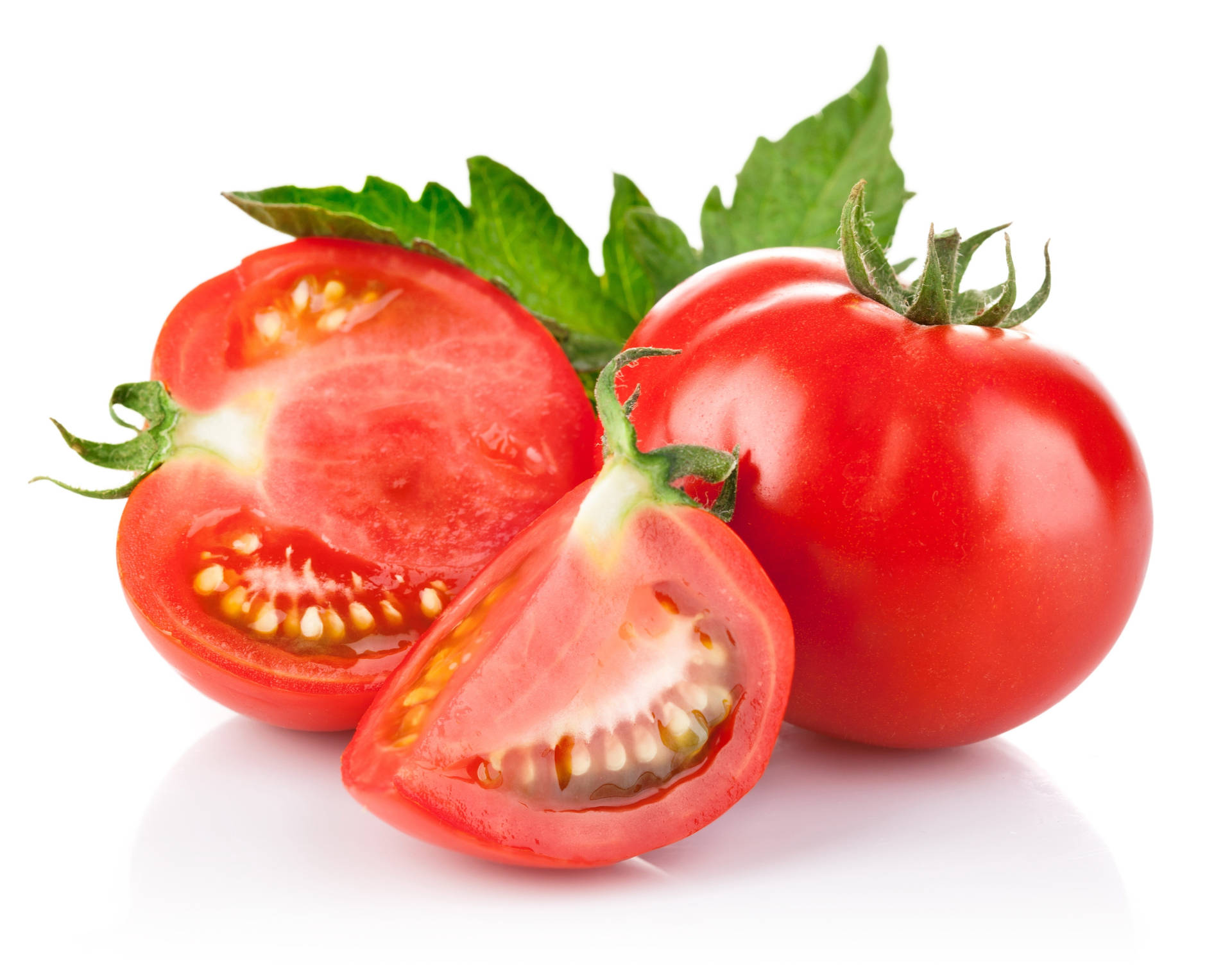 Red Tomato Fruit With Slices Background