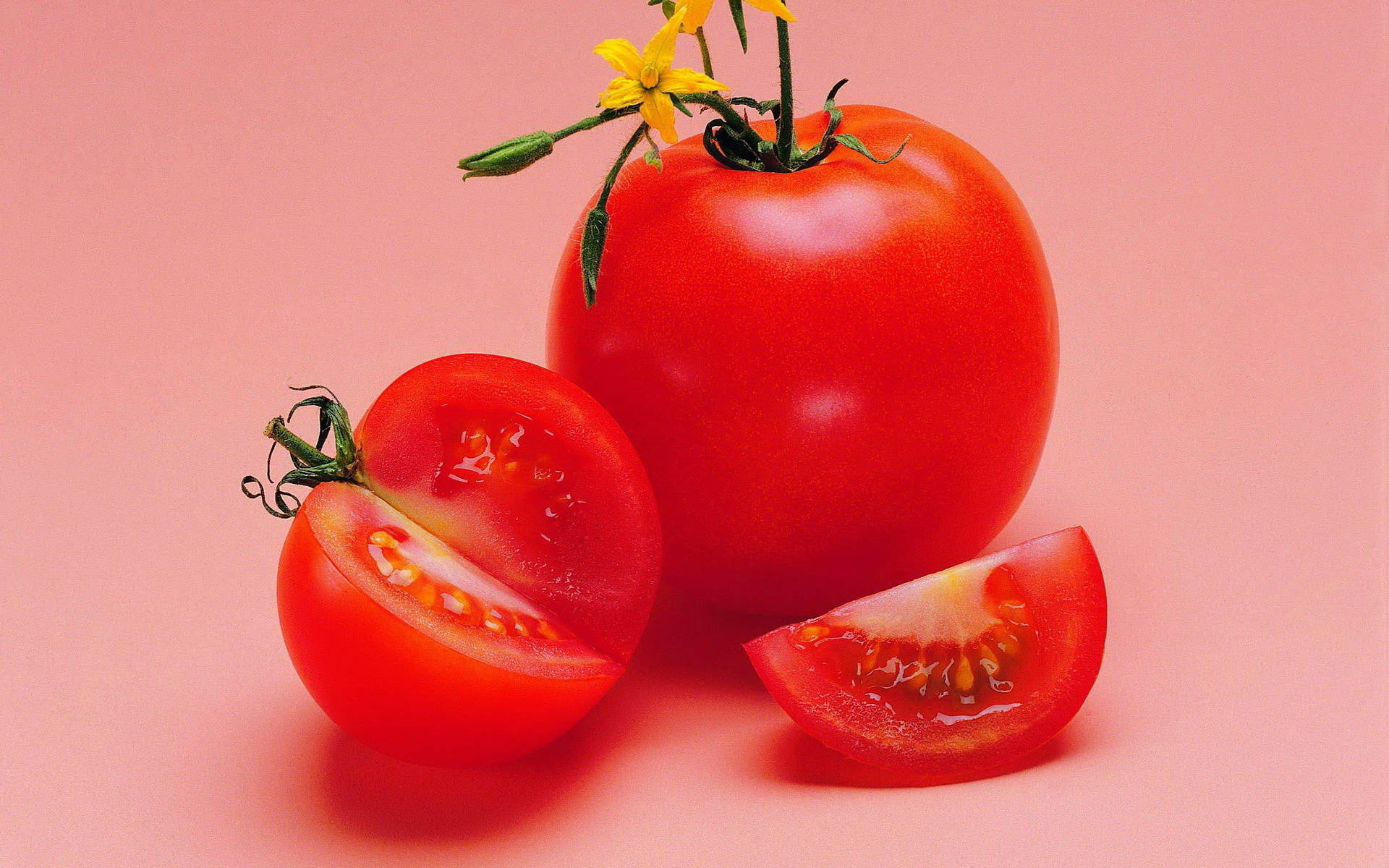 Red Tomato Fruits Pink Aesthetic Background