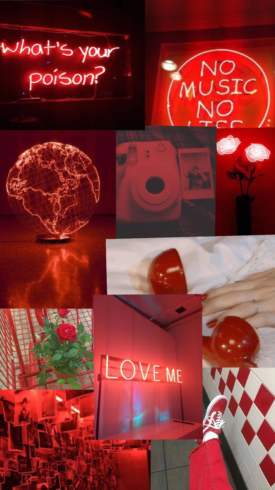 Red Tomboy Aesthetic Photo Collage Background