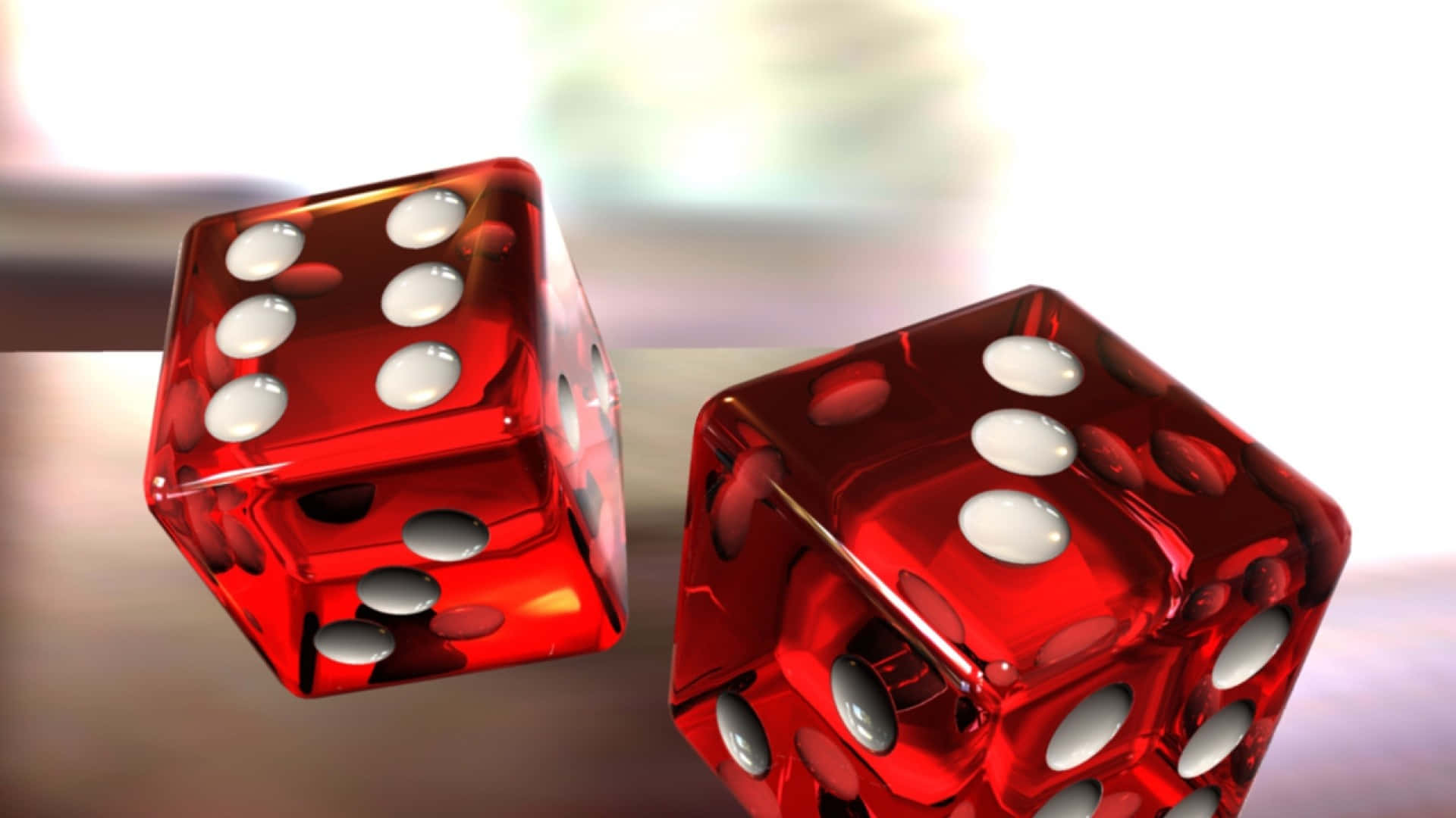 Red Transparent Dice Tossed Background