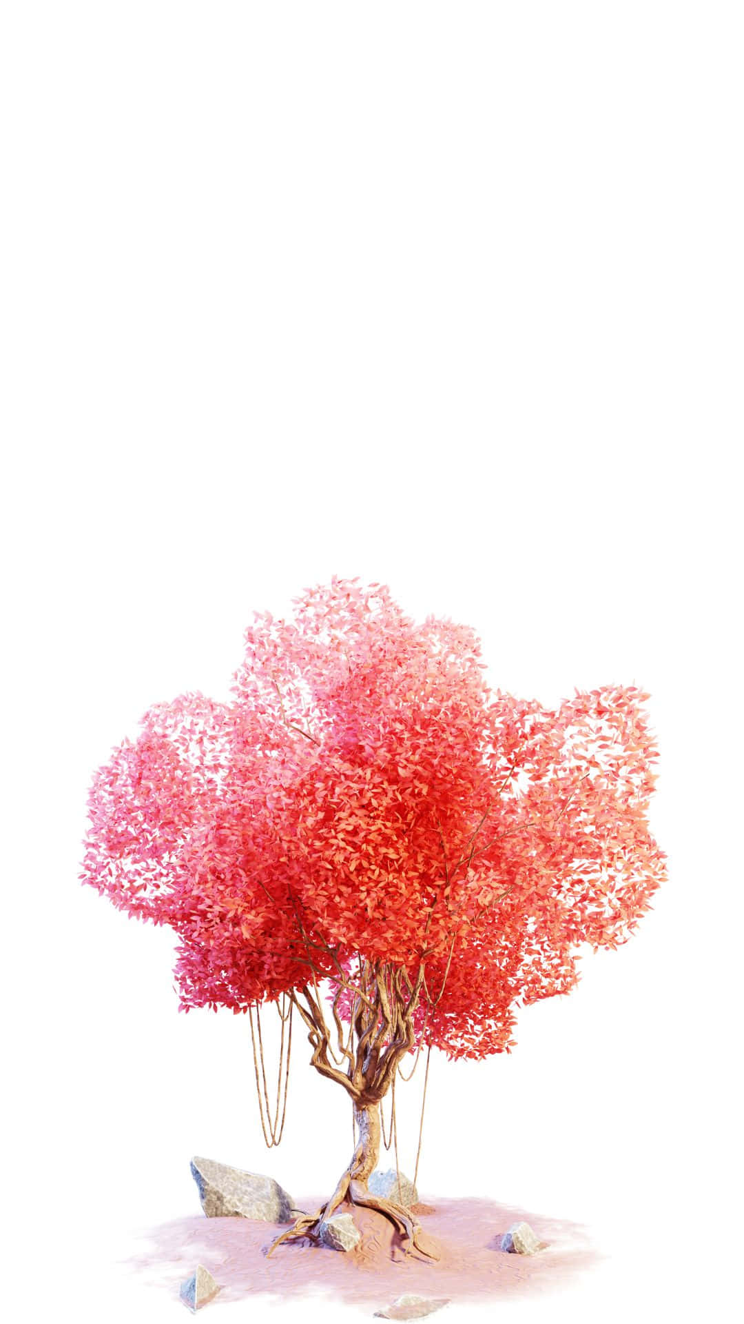 Red Tree 3d Art Background