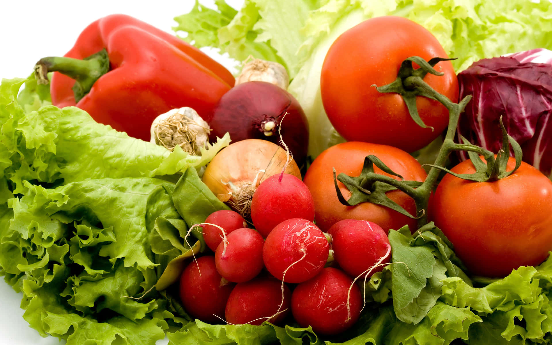 Red Vegetables In Lettuce Salad Burrito Background