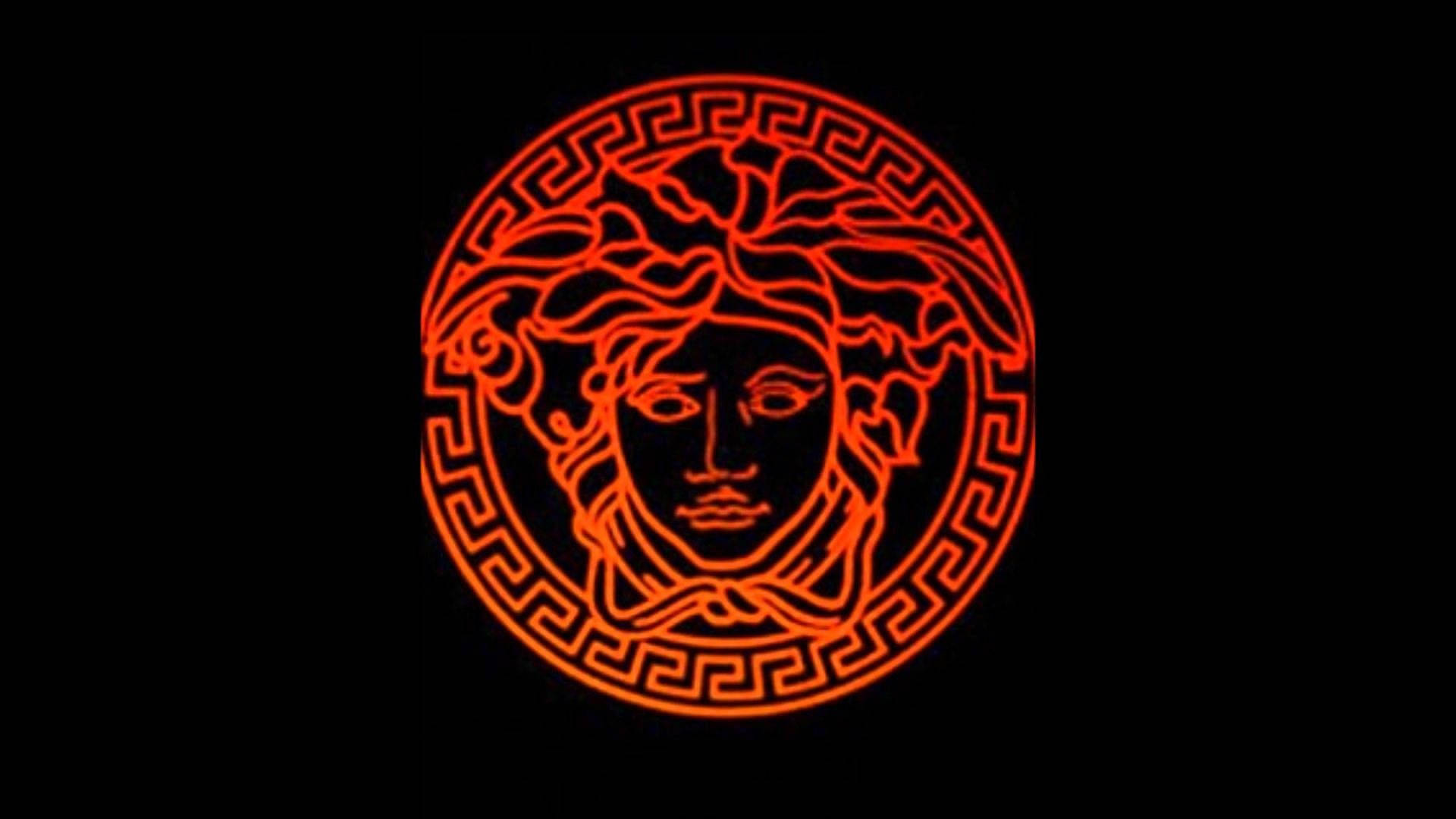 Red Versace Logo Black Background