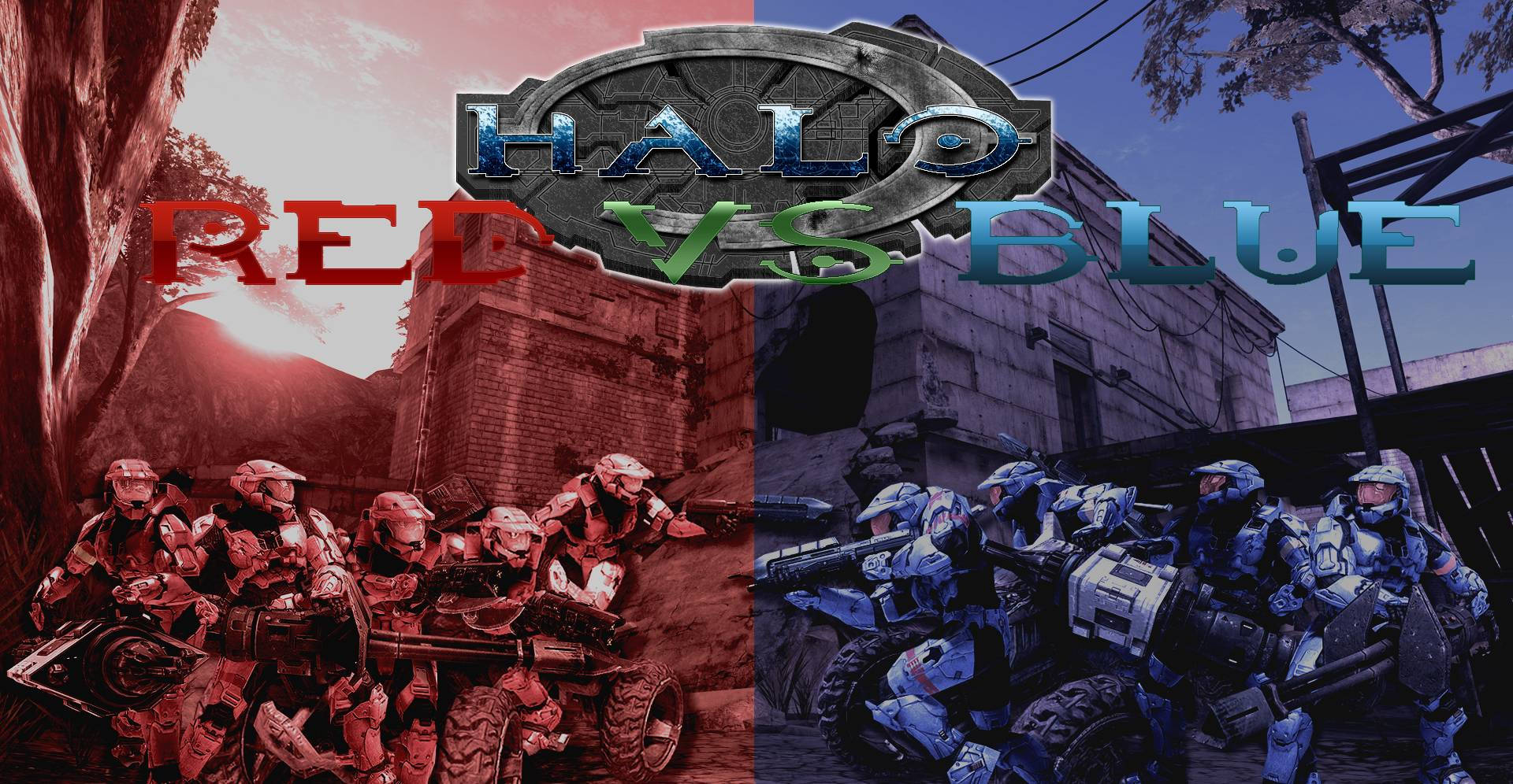 Red Vs Blue Based On Halo Game Background