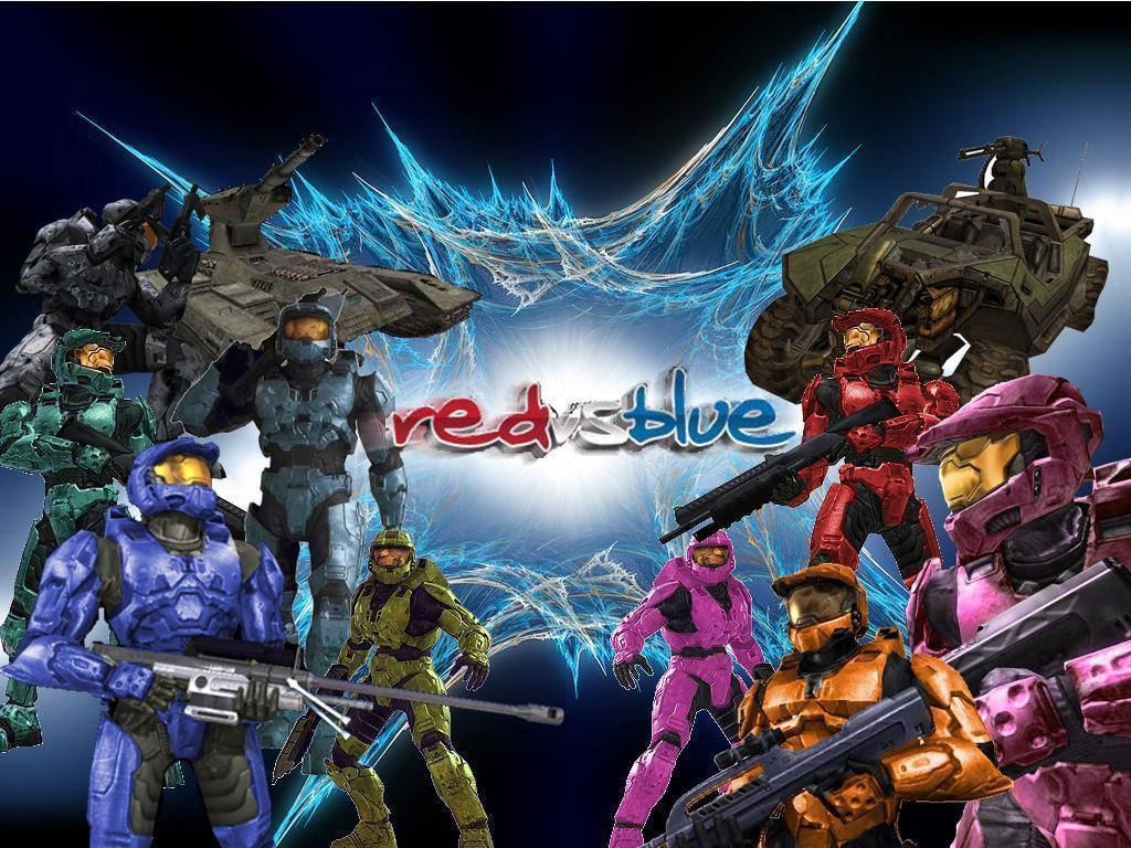 Red Vs Blue Character Collage Poster Background