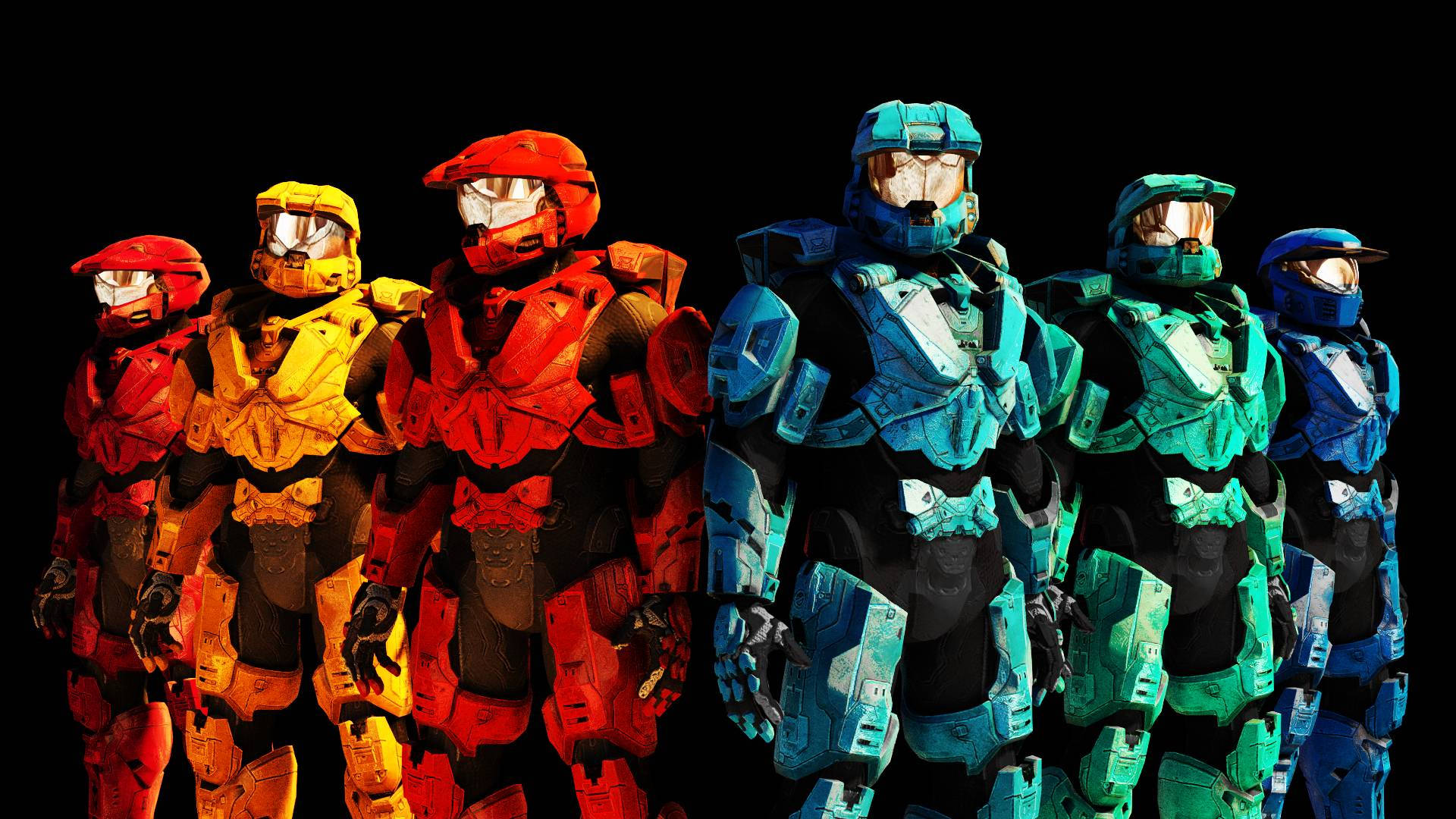 Red Vs Blue Characters Posing Seriously Background