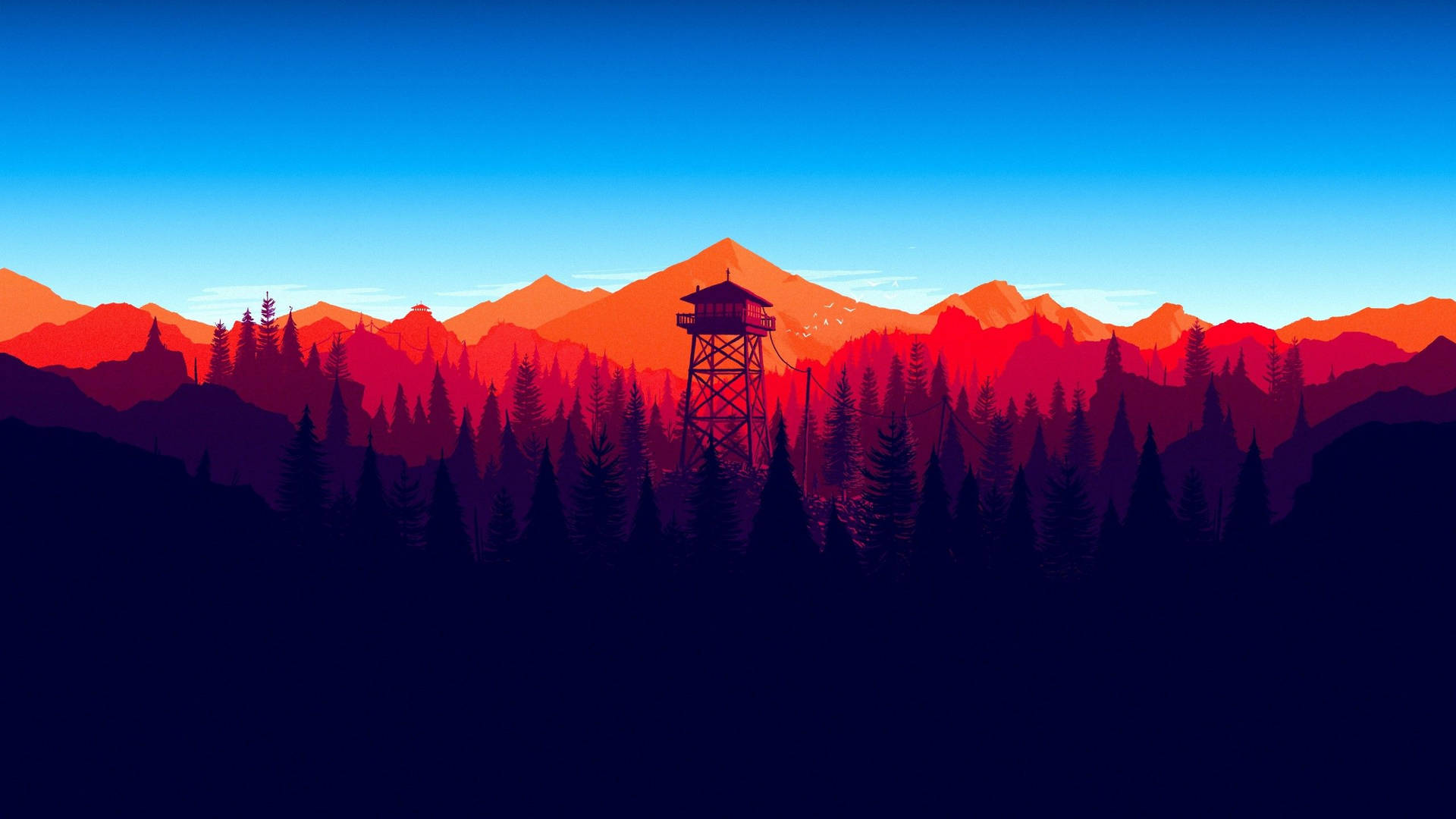 Red Watchtower Scenery Background