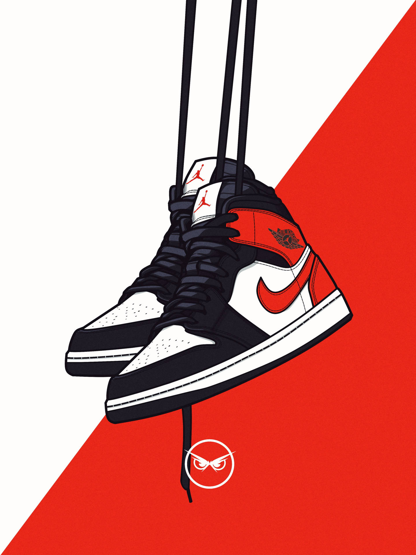 Red White Cartoon Nike Shoes Background