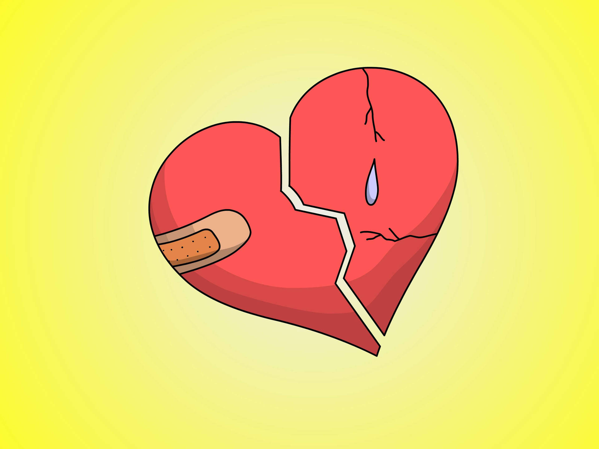 Red Yellow Heart Broken 4k Background